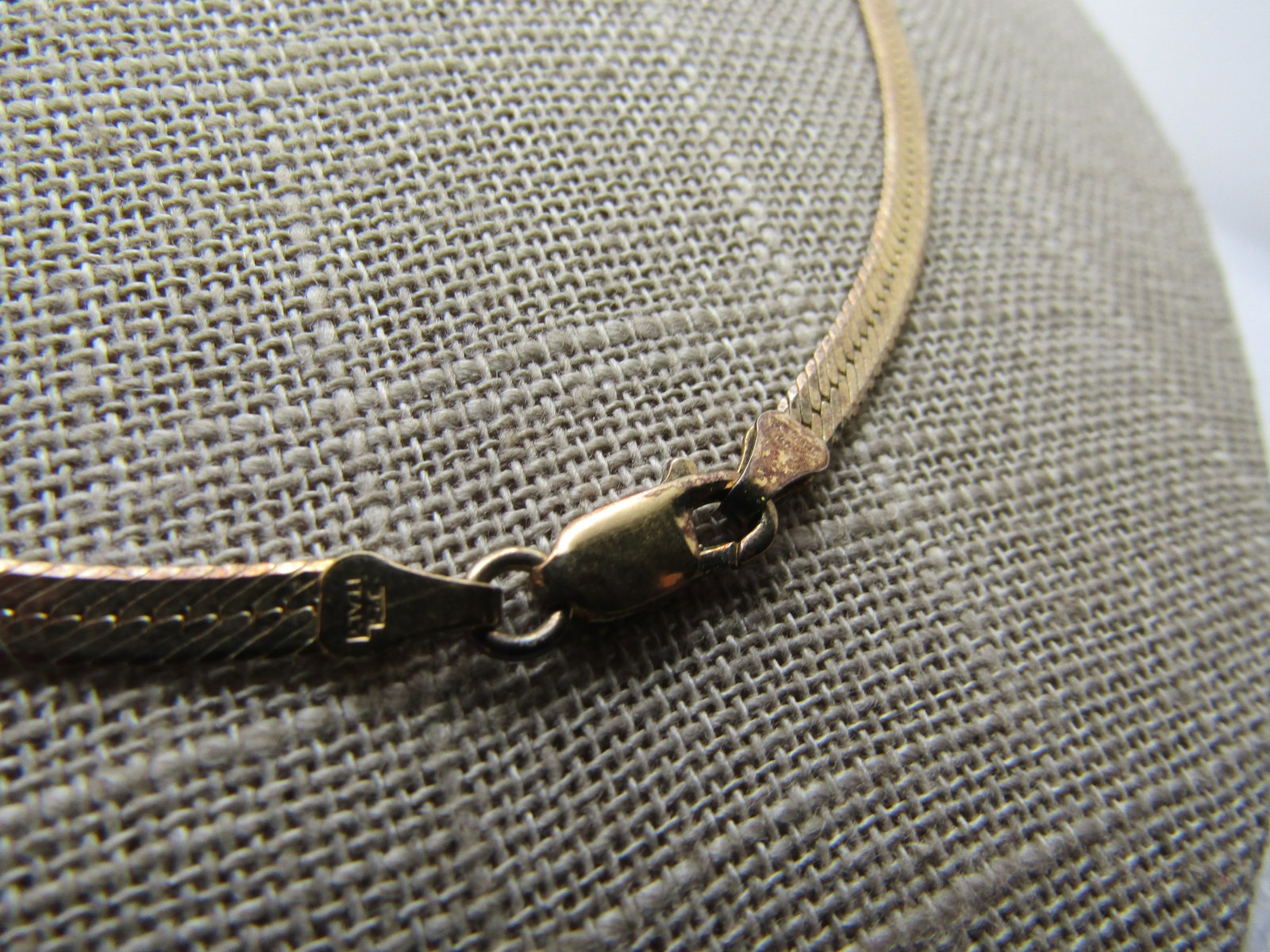 Vintage Sterling Vermeil Herringbone Necklace, 18", 3.5mm, 1980's-1990's, Signed (1 of 2)