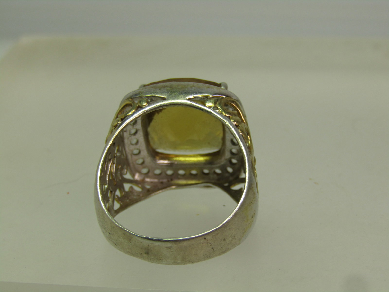 Sterling Citrine & Topaz Statement Ring, Sz. 10.5, CTW 8.92, 1990's - 4