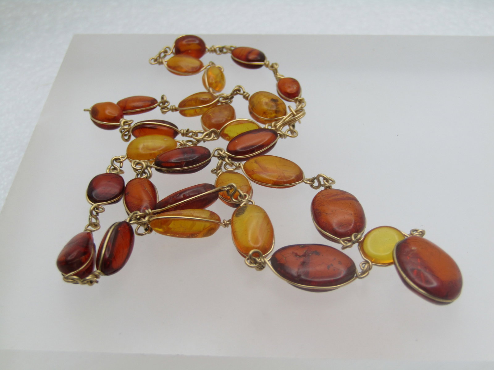 Vintage Graduated Baltic Amber Drop Necklace, 20", Honey & Cognac Amber - 3