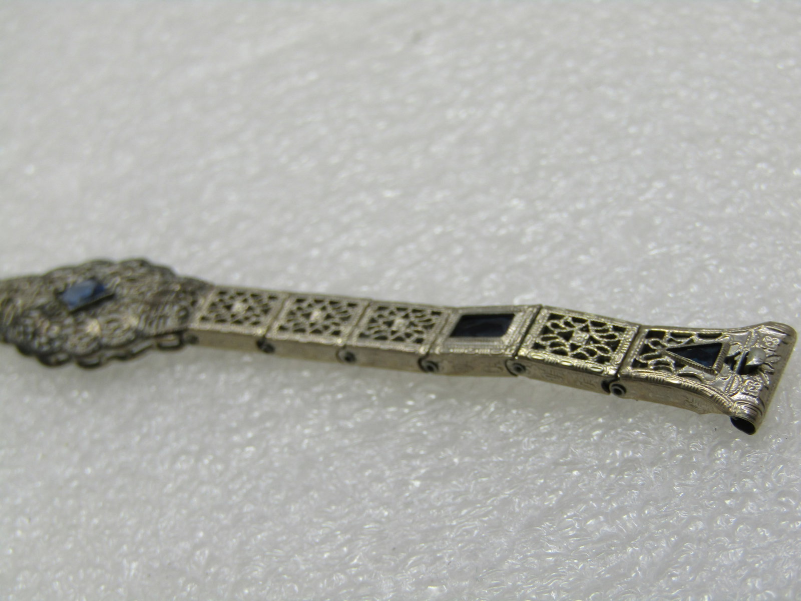 Vintage Anne Louise Simulated Sapphire Art Deco Watch Band, 12kt G.F. - 5