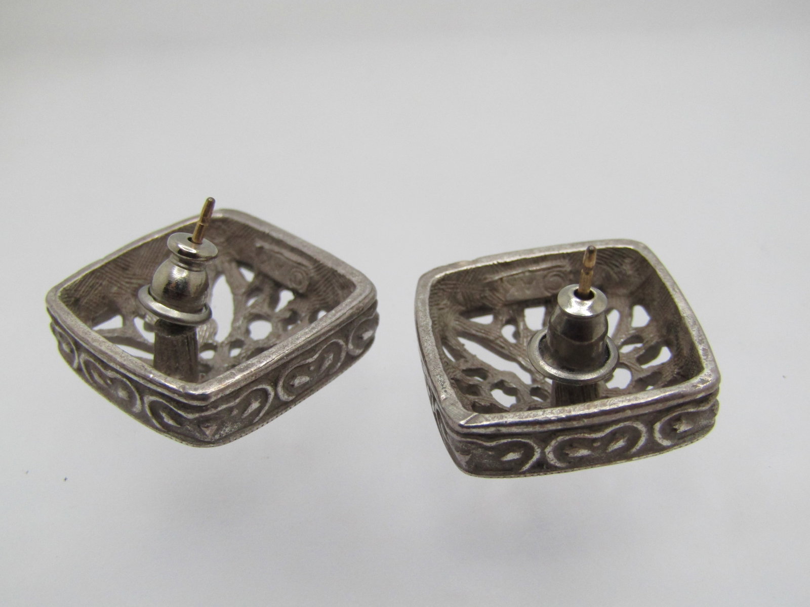 Vintage Scrolled Square Earrings, Signed Ann Klein, 1980's-1990's - 4