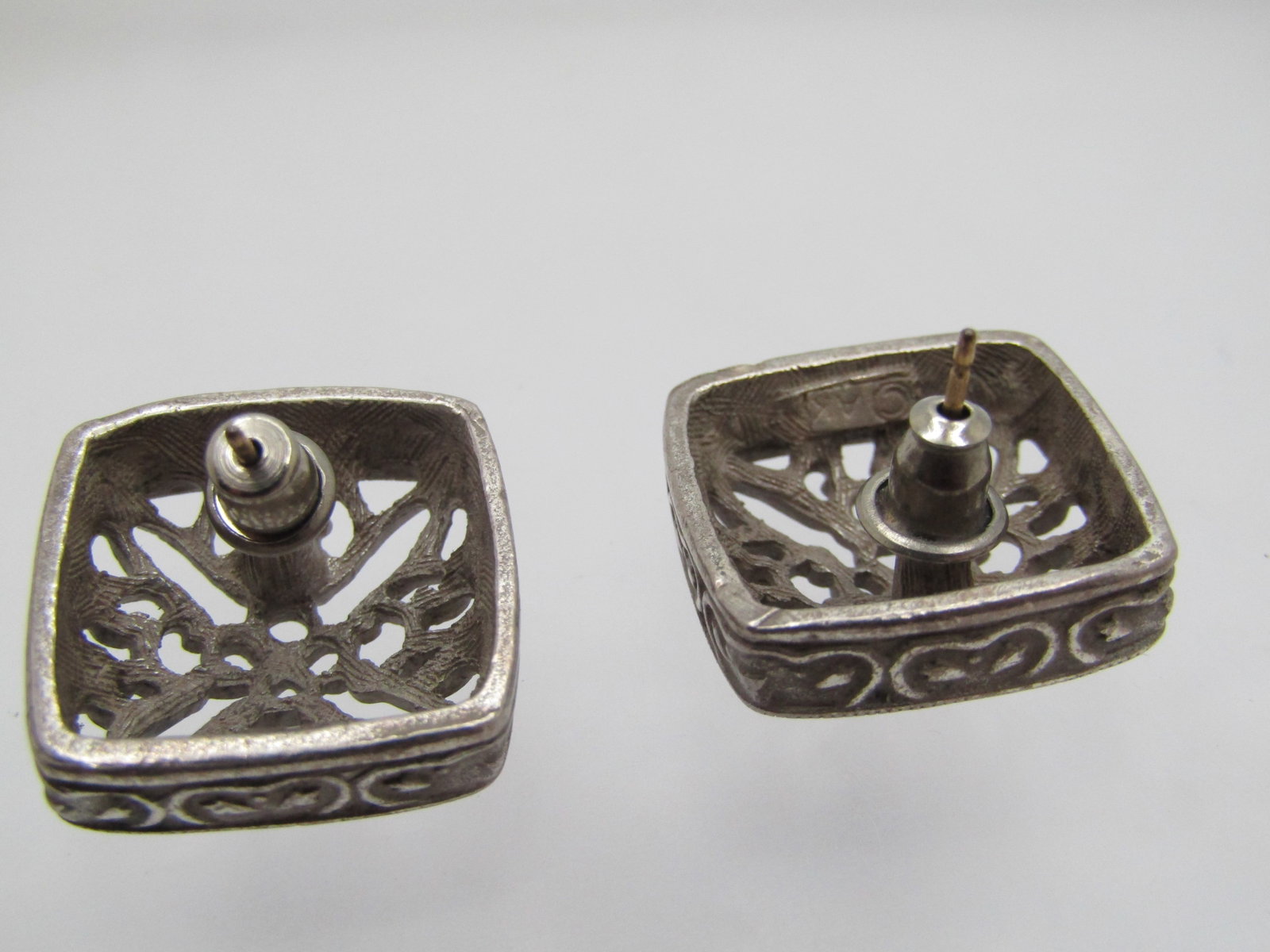 Vintage Scrolled Square Earrings, Signed Ann Klein, 1980's-1990's - 5