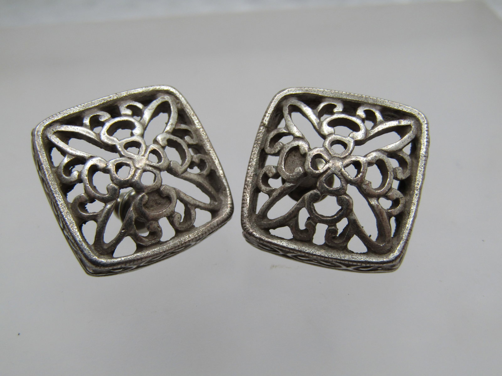 Vintage Scrolled Square Earrings, Signed Ann Klein, 1980's-1990's - 6