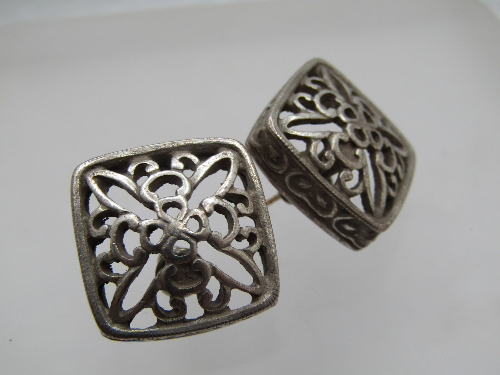 Vintage Scrolled Square Earrings, Signed Ann Klein, 1980's-1990's - 7