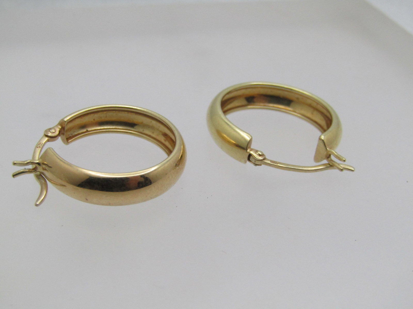 Vintage Sterling Vermeil Hoop Earrings, Pierced, 7/8", Signed, 1980's-1990's - 2