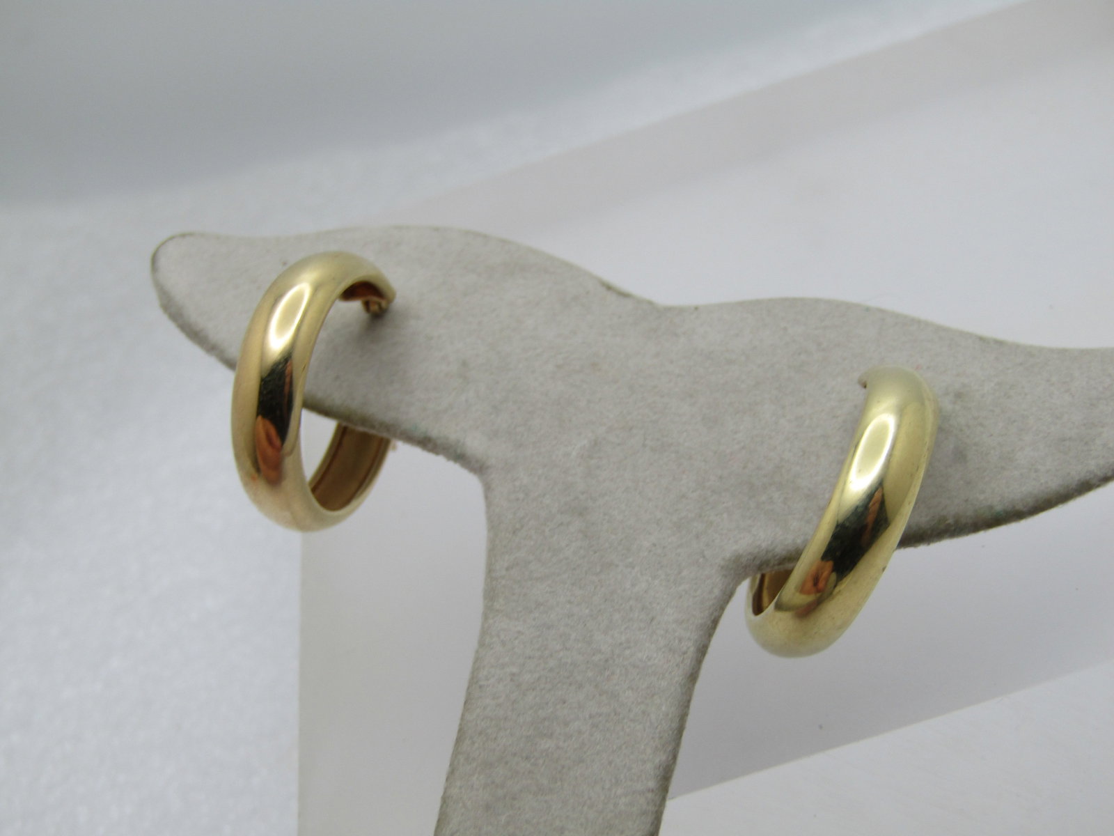 Vintage Sterling Vermeil Hoop Earrings, Pierced, 7/8", Signed, 1980's-1990's - 4