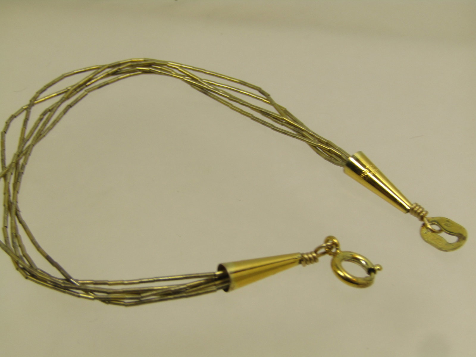 Vintage Sterling Vermeil Southwestern Bracelet, Liquid Silver Five Strand, 1980's - 4