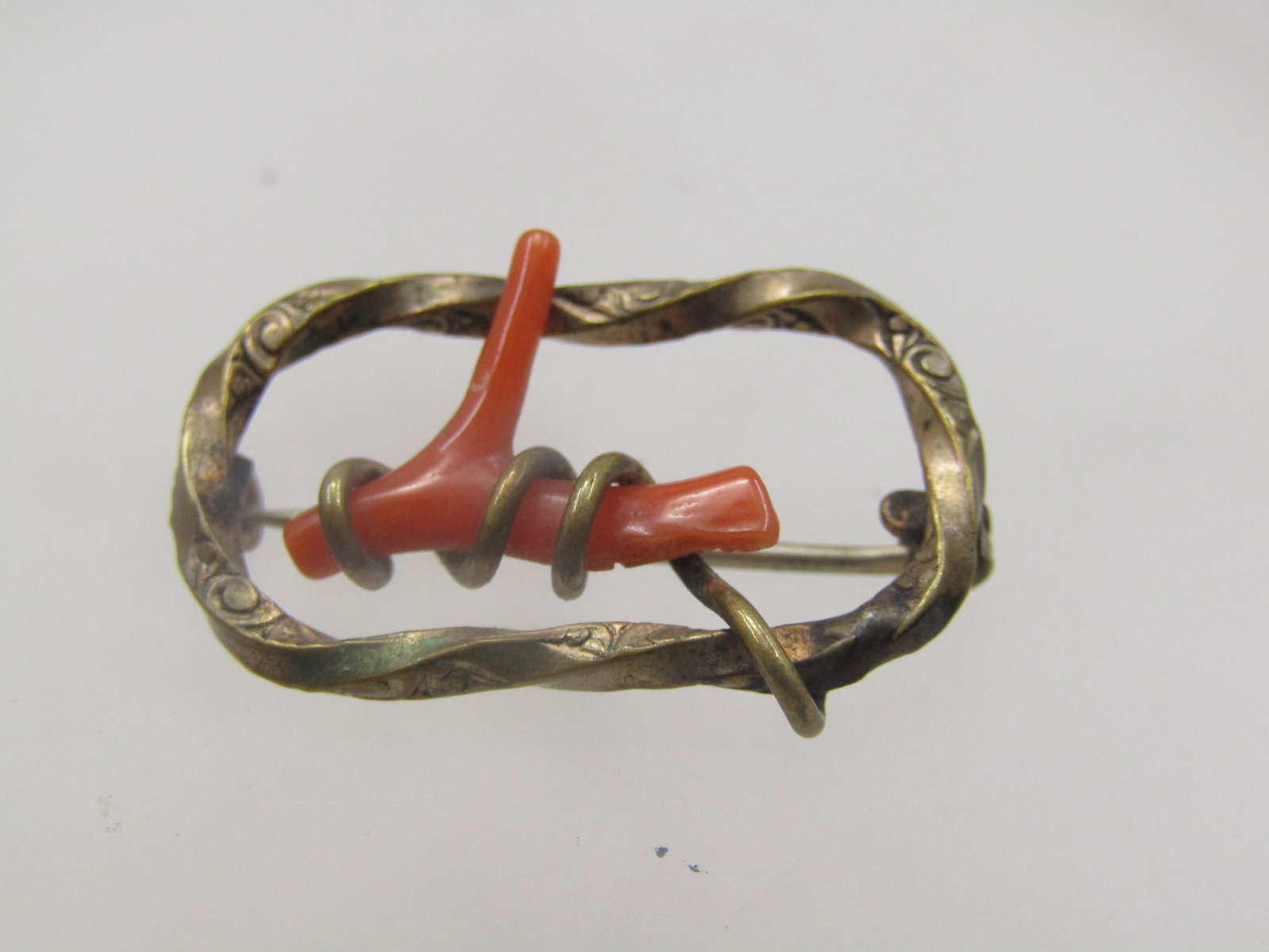 Victorian Gold Filled Branch Coral Brooch, Rectangular. C=Clasp (1 of 4)