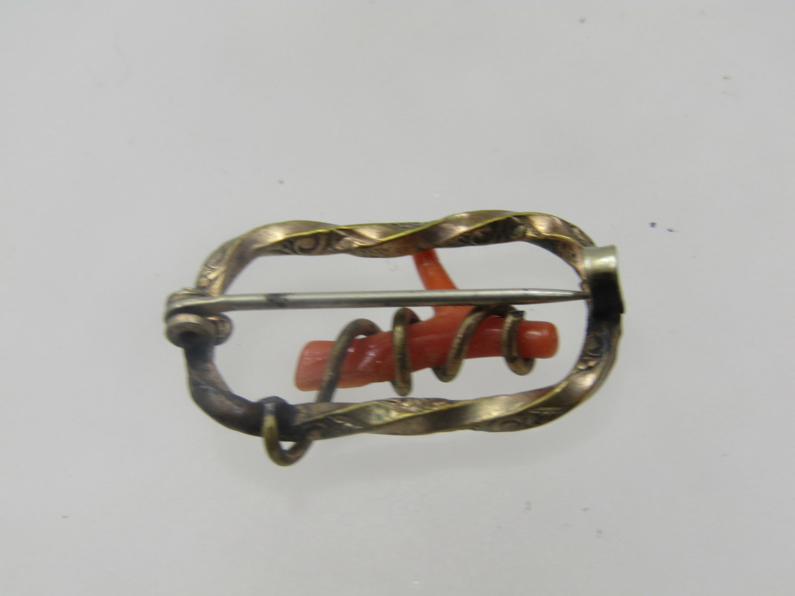Victorian Gold Filled Branch Coral Brooch, Rectangular. C=Clasp - 2