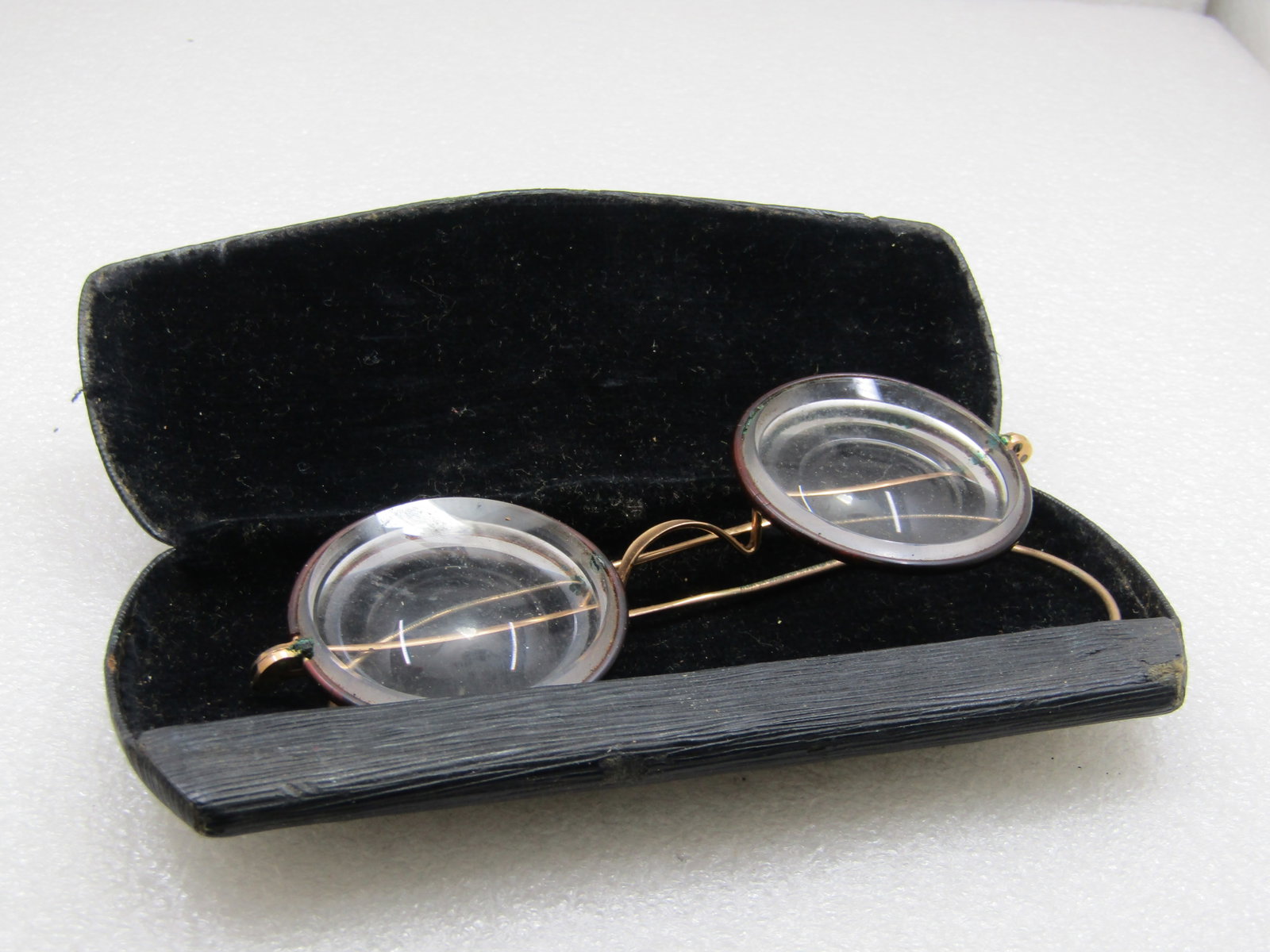 Vintage G.F. Shur-On Eye Glasses in Case, Very Thick, 4.5" - 9