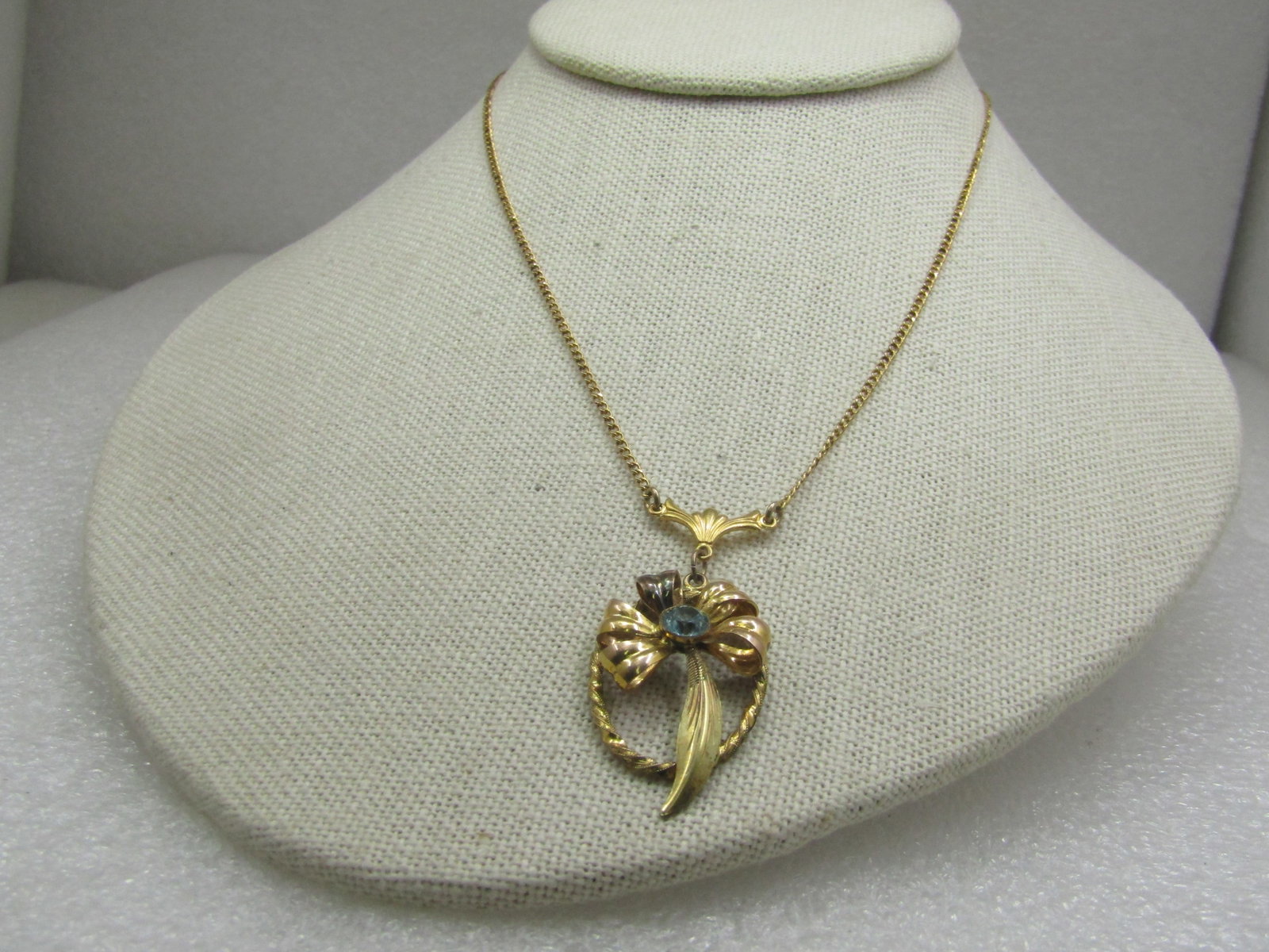 Vintage 12kt G.F. Rhinestone Lavalier Necklace, 18" - 4