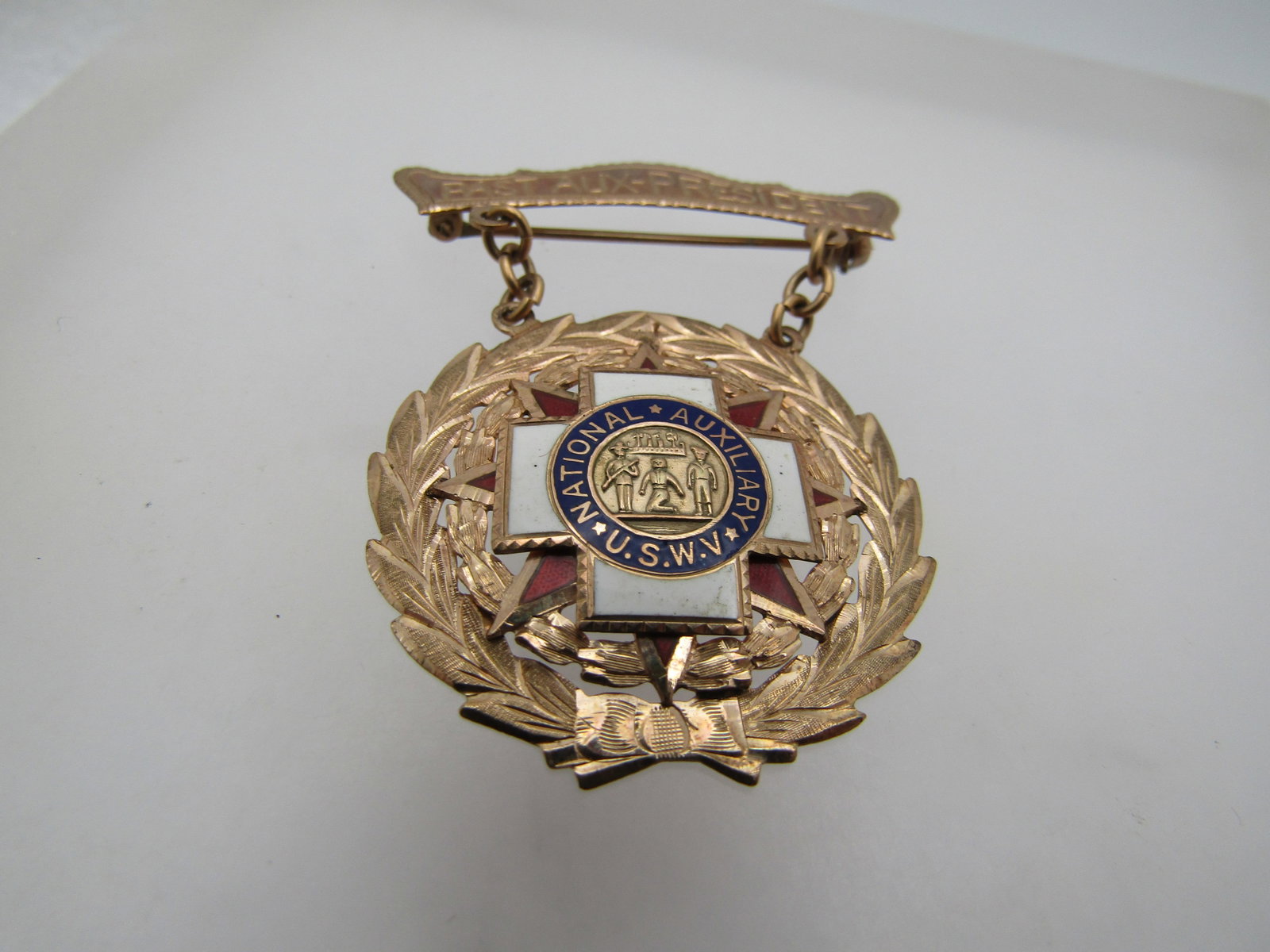 Vintage Past Aux-President USWV Pin, 10kt-12kt G.F., 1930's - 2
