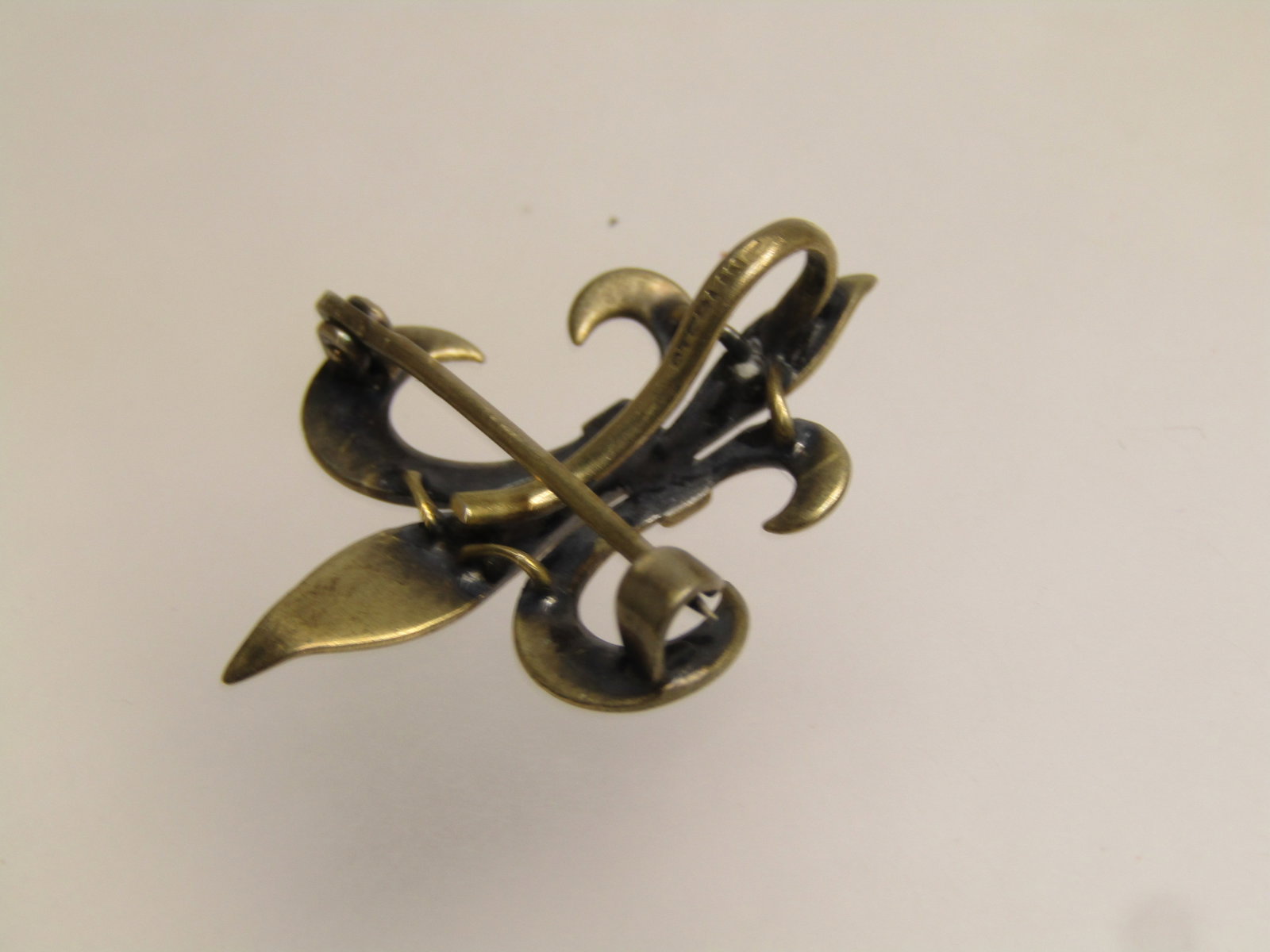 Vintage Sterling Vermeil Fleur-de-Lis Pocket Watch Brooch, C-Clasp, 1920's-1930's - 4