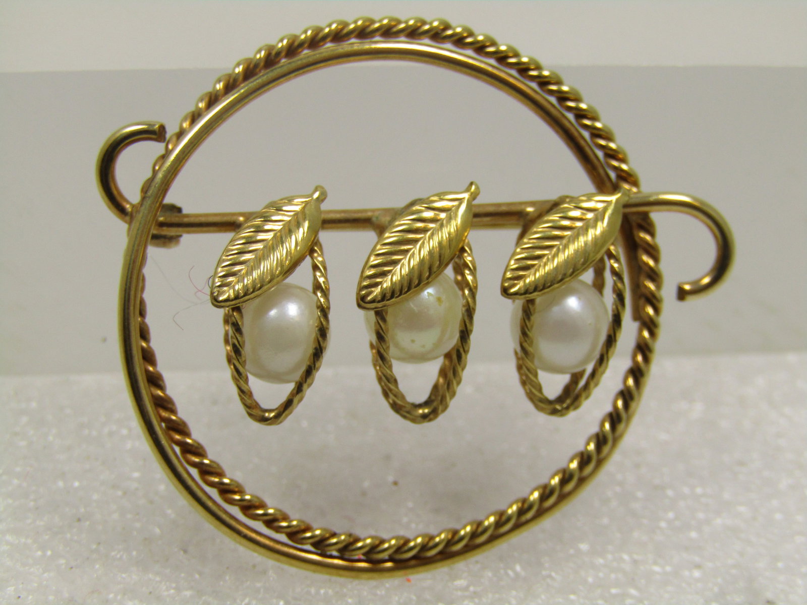 Vintage 14kt G.F. Cultured Pearl Brooch, Signed AMCO, 1950's-1960's - 4
