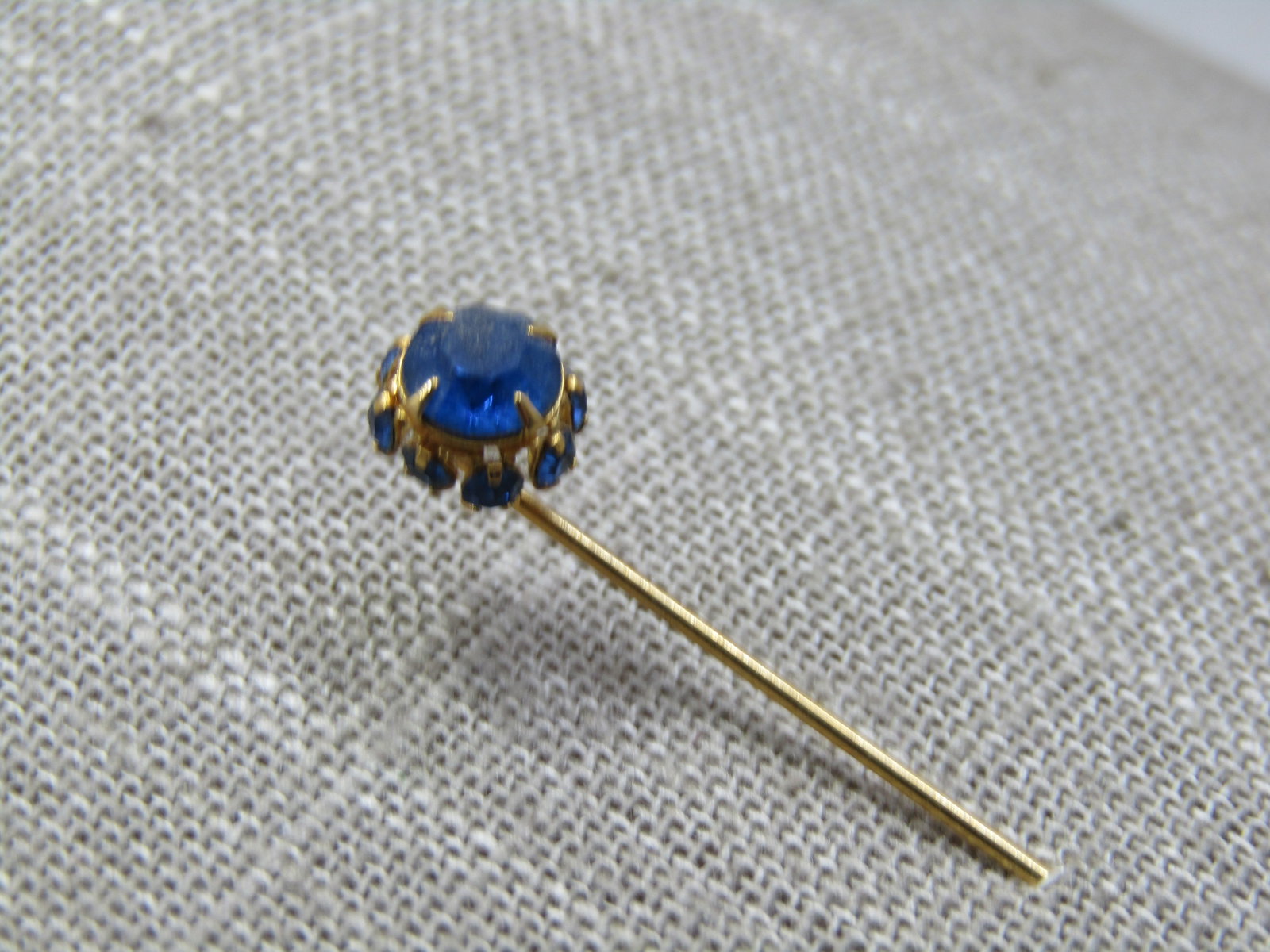 Vintage Blue Rhinestone Stick Pin, 1920's-1930's - 4