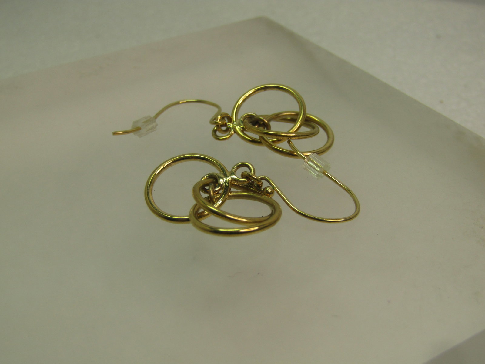 Vintage 10kt G.F. Dangle Triple Hoop Earrings, Pierced, 1970's-1980's - 2