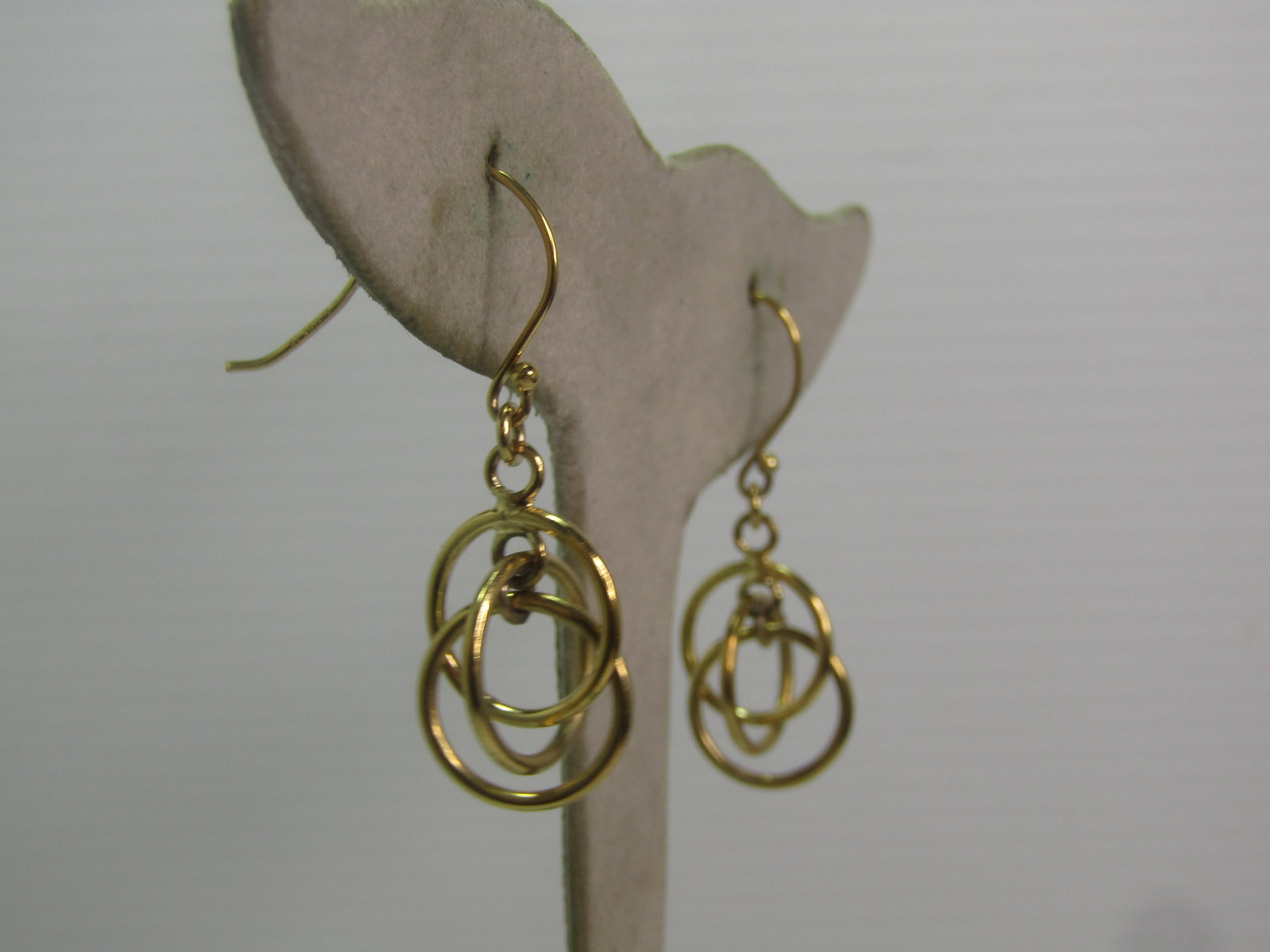 Vintage 10kt G.F. Dangle Triple Hoop Earrings, Pierced, 1970's-1980's - 3