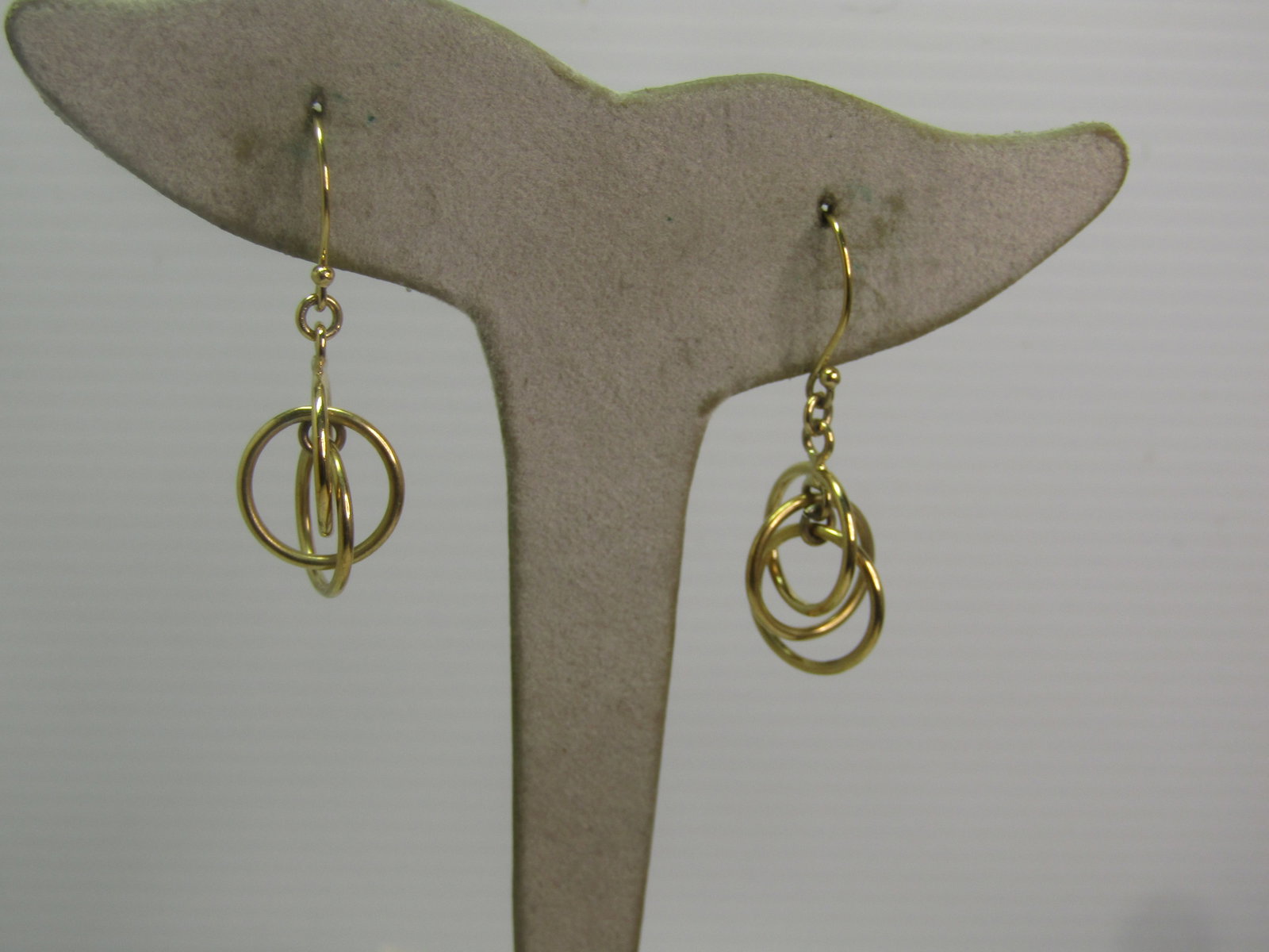 Vintage 10kt G.F. Dangle Triple Hoop Earrings, Pierced, 1970's-1980's - 5