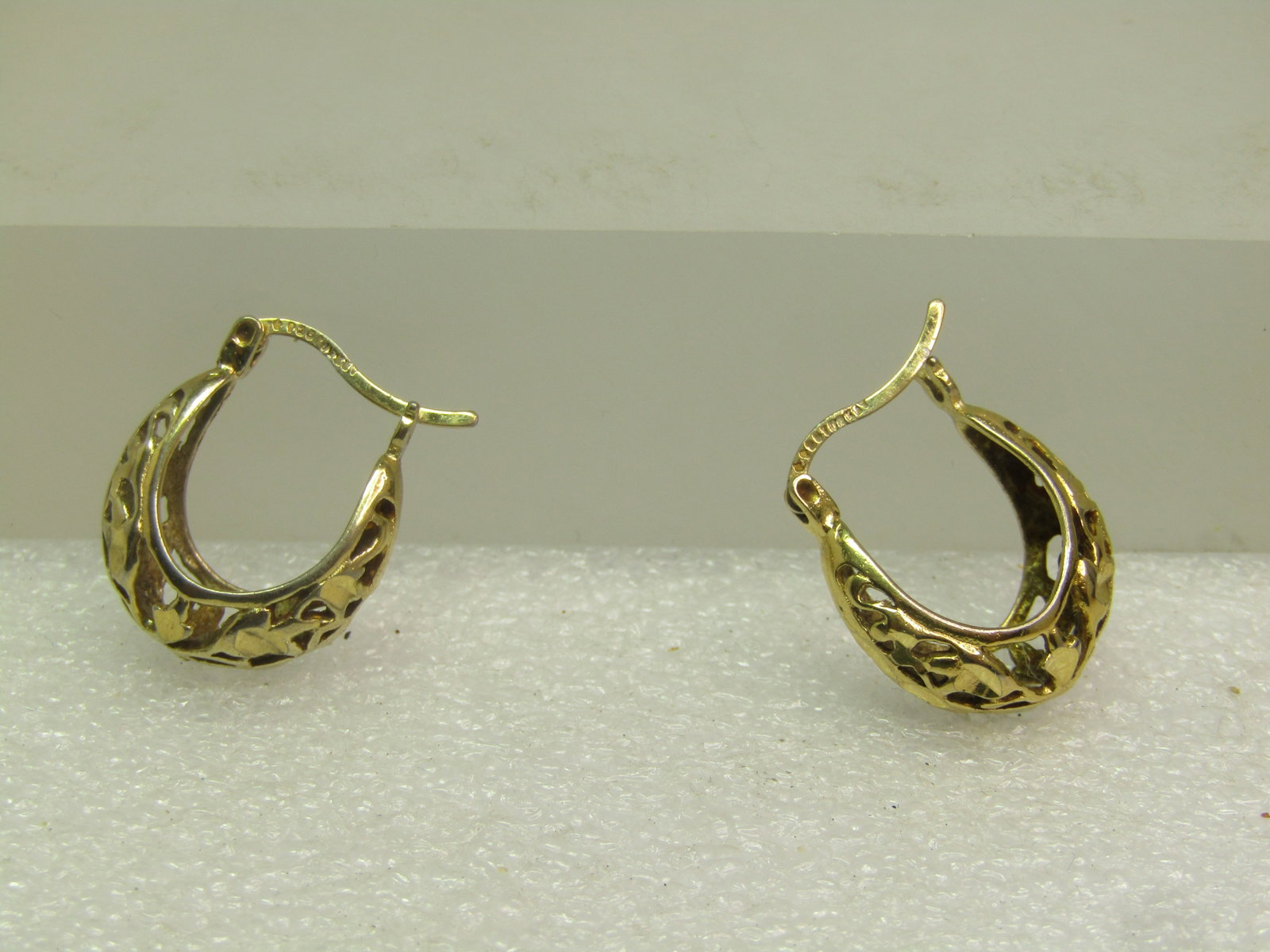 Sterling Vermeil Open Scrolled Hoop Earrings, Pierced, Turkey, 1980's. - 3