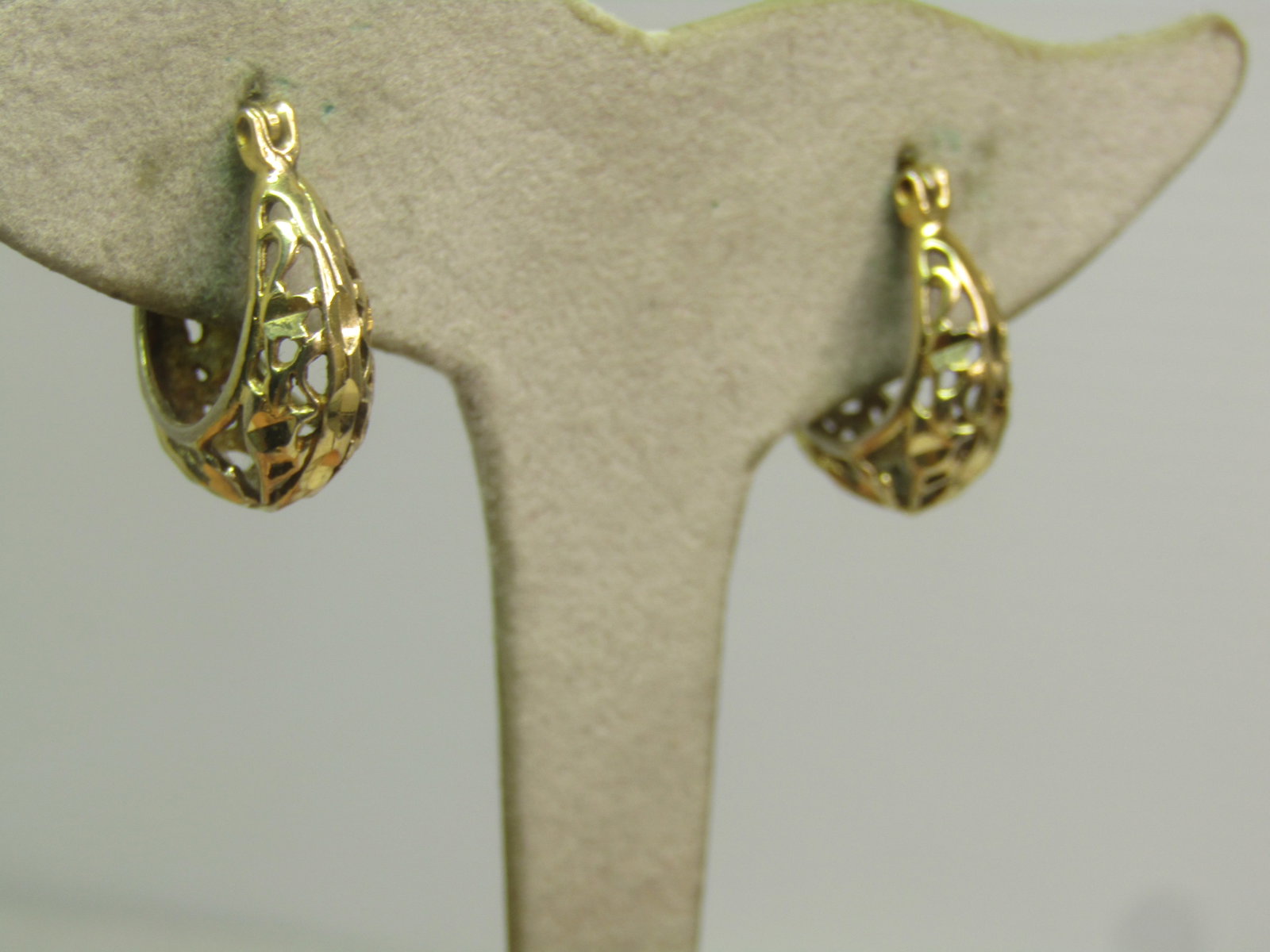 Sterling Vermeil Open Scrolled Hoop Earrings, Pierced, Turkey, 1980's. - 5