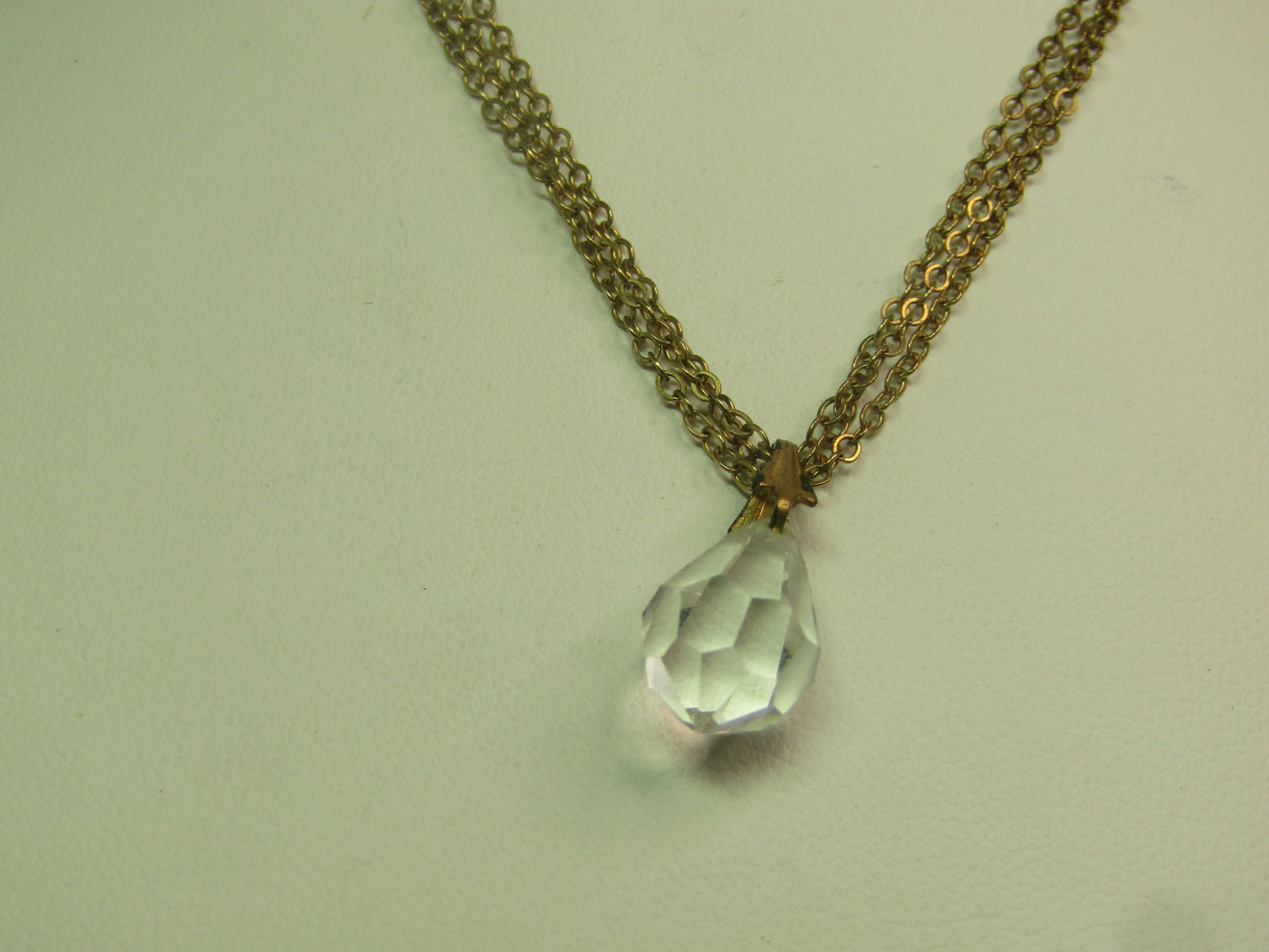 Vintage Sterling Vermeil Triple Strand Crystal Pendant Necklace, 17", 1970's, Signed - 3