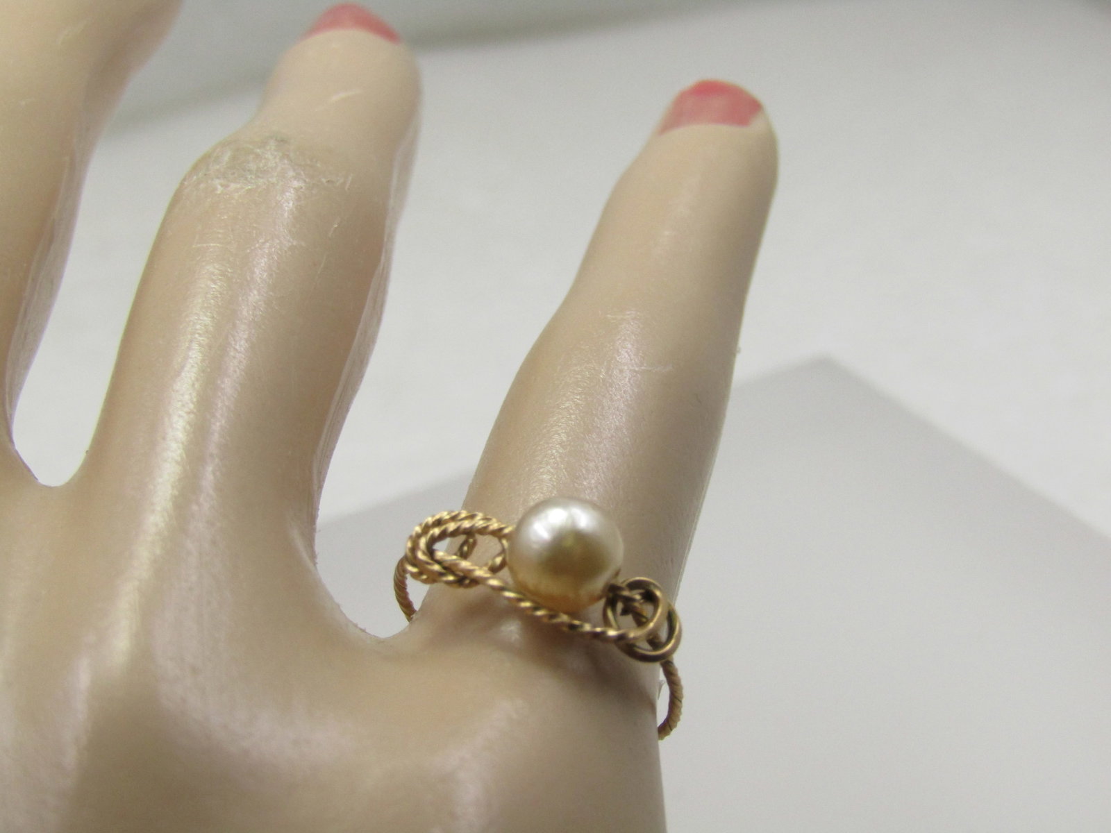 Vintage 10kt G.F. Cultured Pearl Ring, Hand Made, Sz. 4.5 - 2