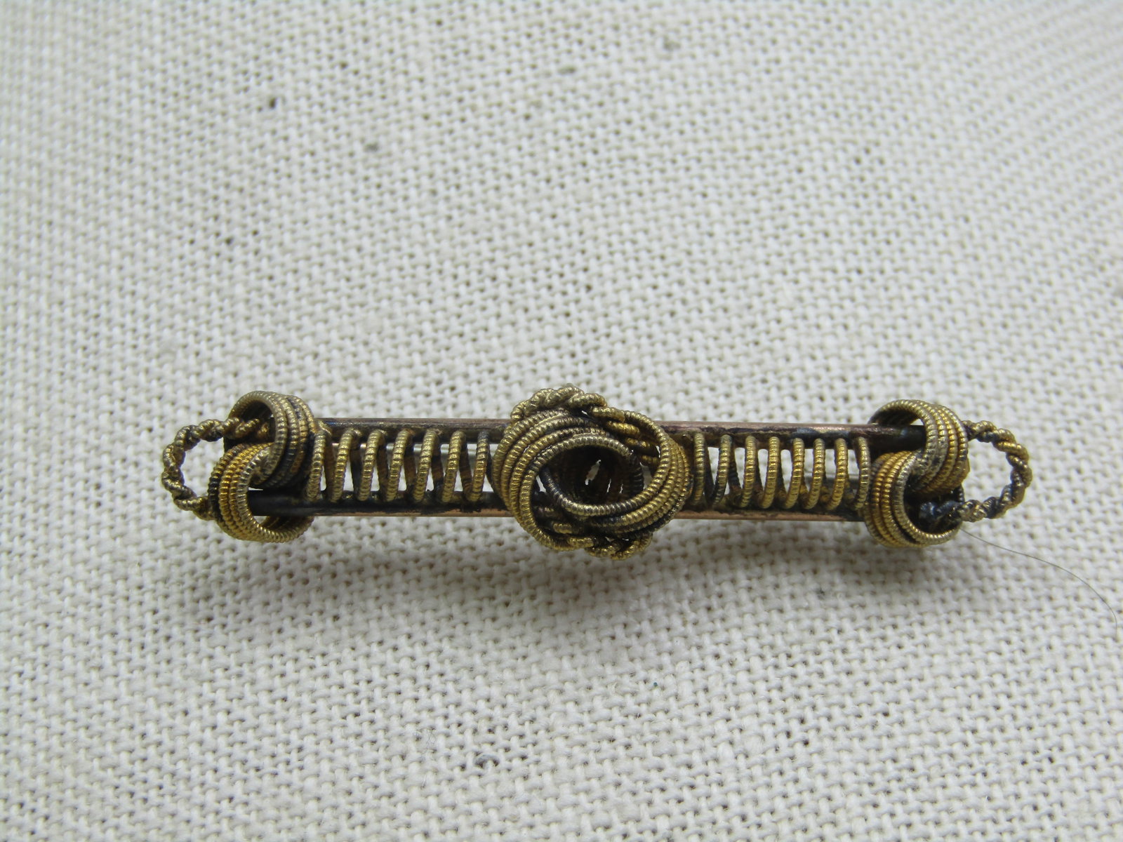 Victorian 12kt G.F. Bar Brooch, C-Clasp, 1800's - 5