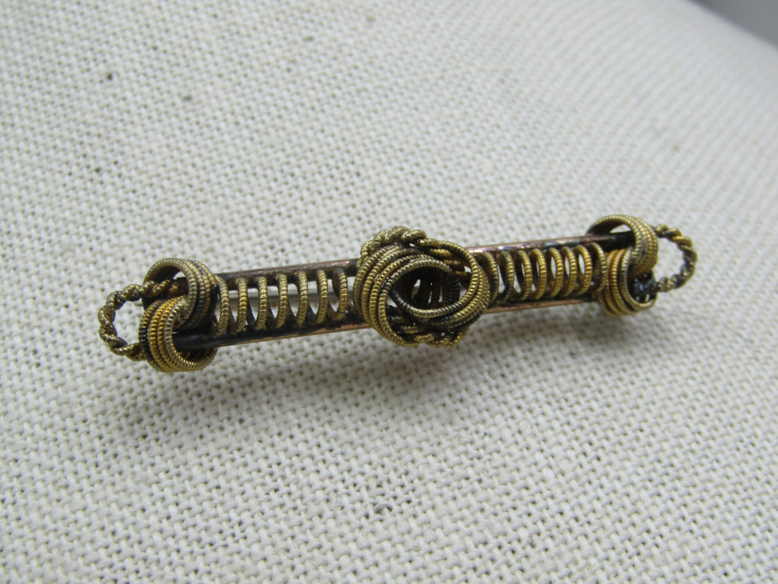 Victorian 12kt G.F. Bar Brooch, C-Clasp, 1800's - 6
