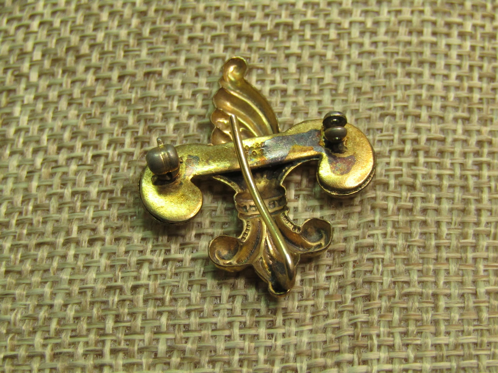 Vintage 12kt G.F. Watch Holding Brooch, Fleur-de-Lis, 1920's-1930's - 4