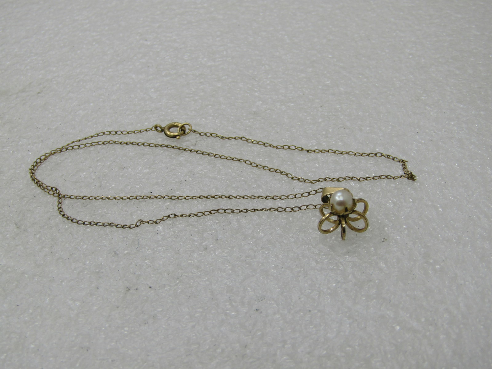 Vintage 12kt g.F. Faux Pearl Necklace, 15" Chain - 2