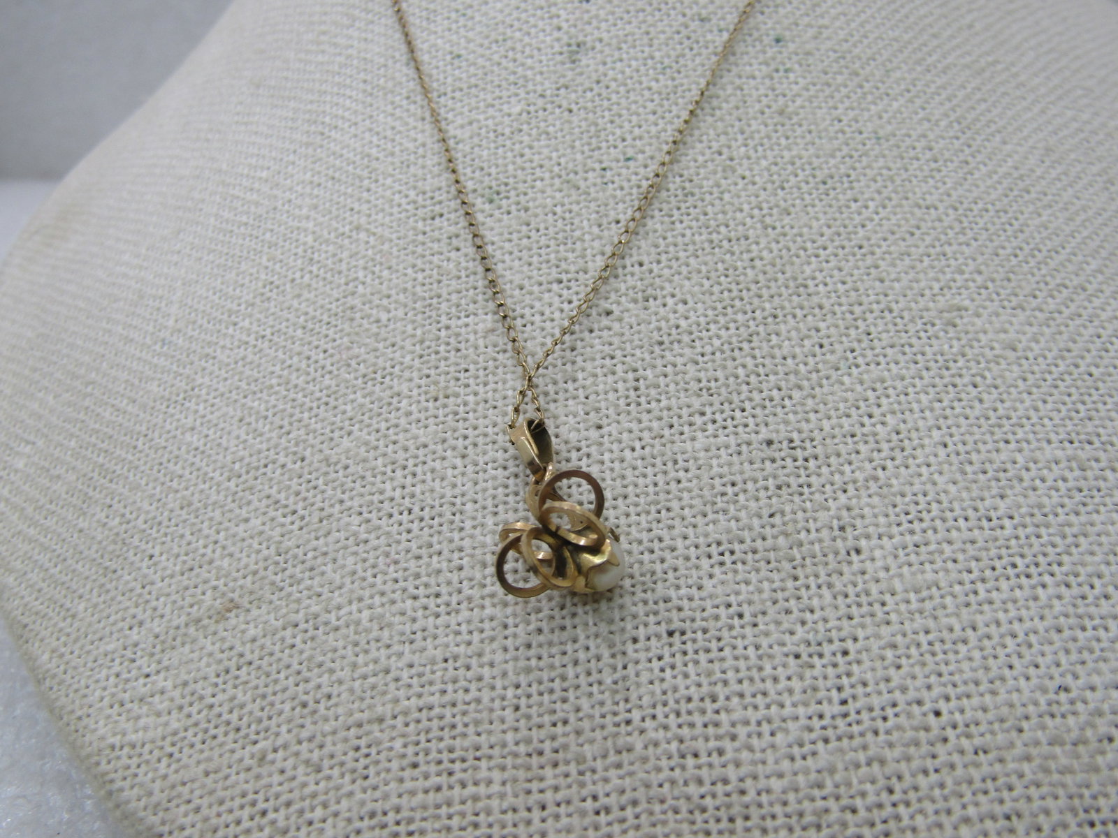 Vintage 12kt g.F. Faux Pearl Necklace, 15" Chain - 3