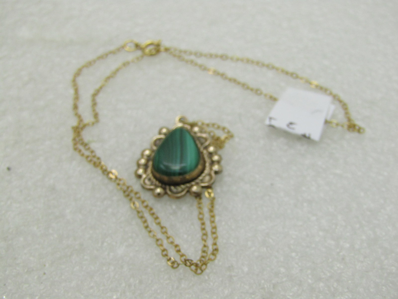 Vintage 12kt G.F. Simulated Malachite Necklace, 18" Mid-Century - 2
