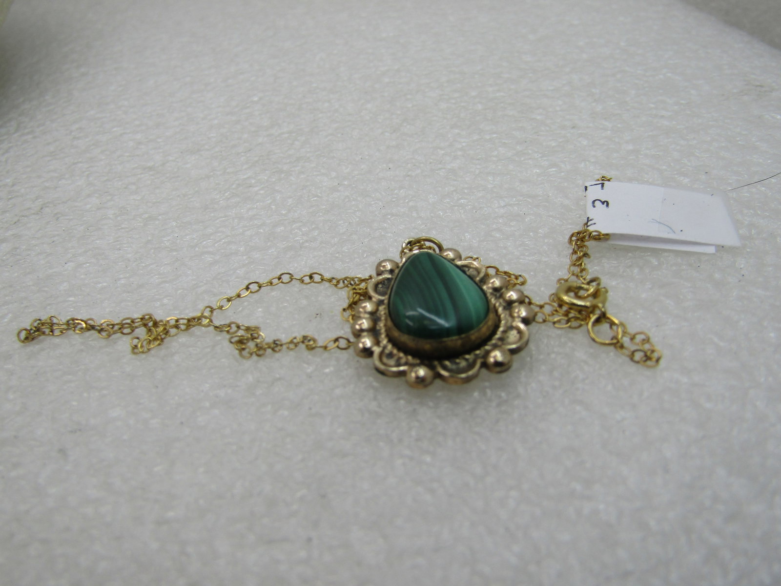 Vintage 12kt G.F. Simulated Malachite Necklace, 18" Mid-Century - 3