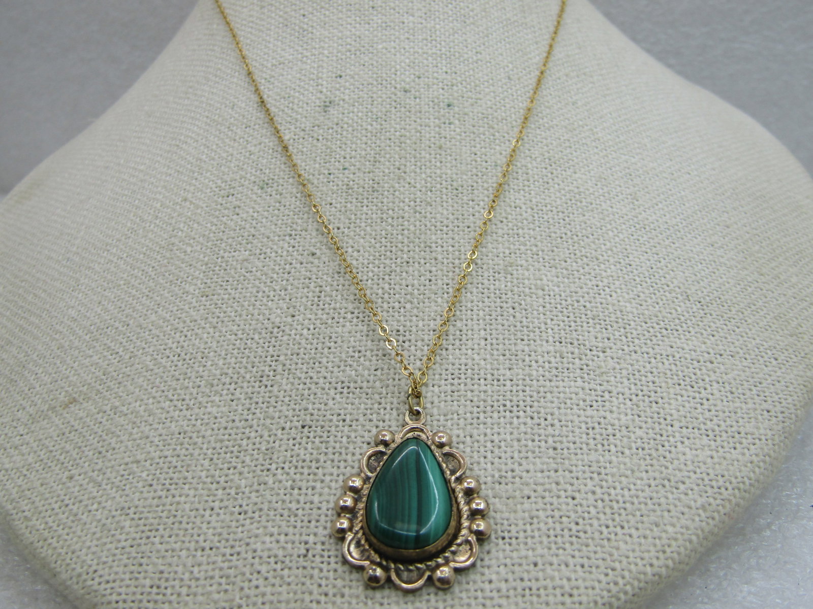 Vintage 12kt G.F. Simulated Malachite Necklace, 18" Mid-Century - 6