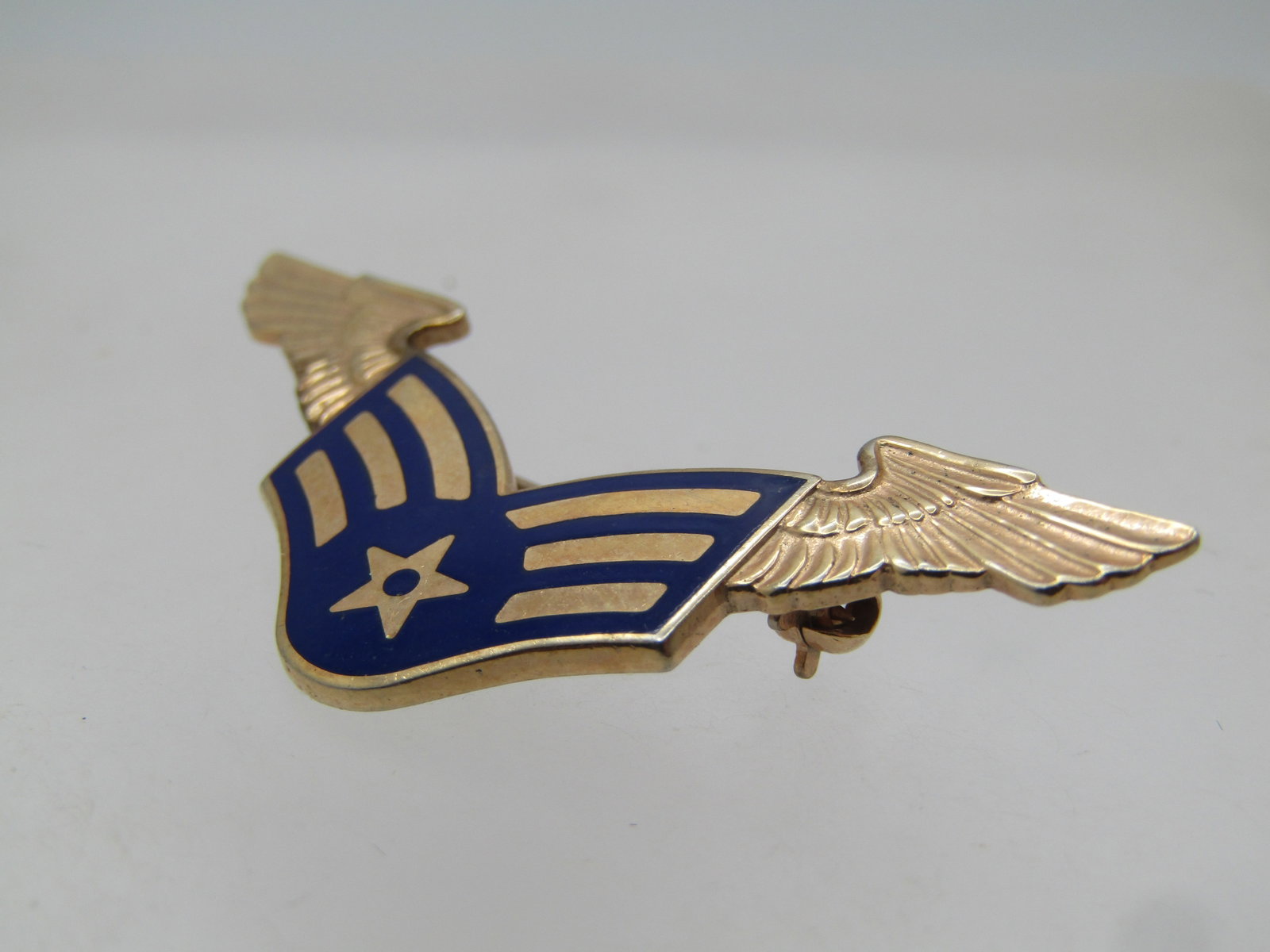 Vintage Enameled Air Force Wings Brooch, 1960's-1970's, 10kt G.F. - 2