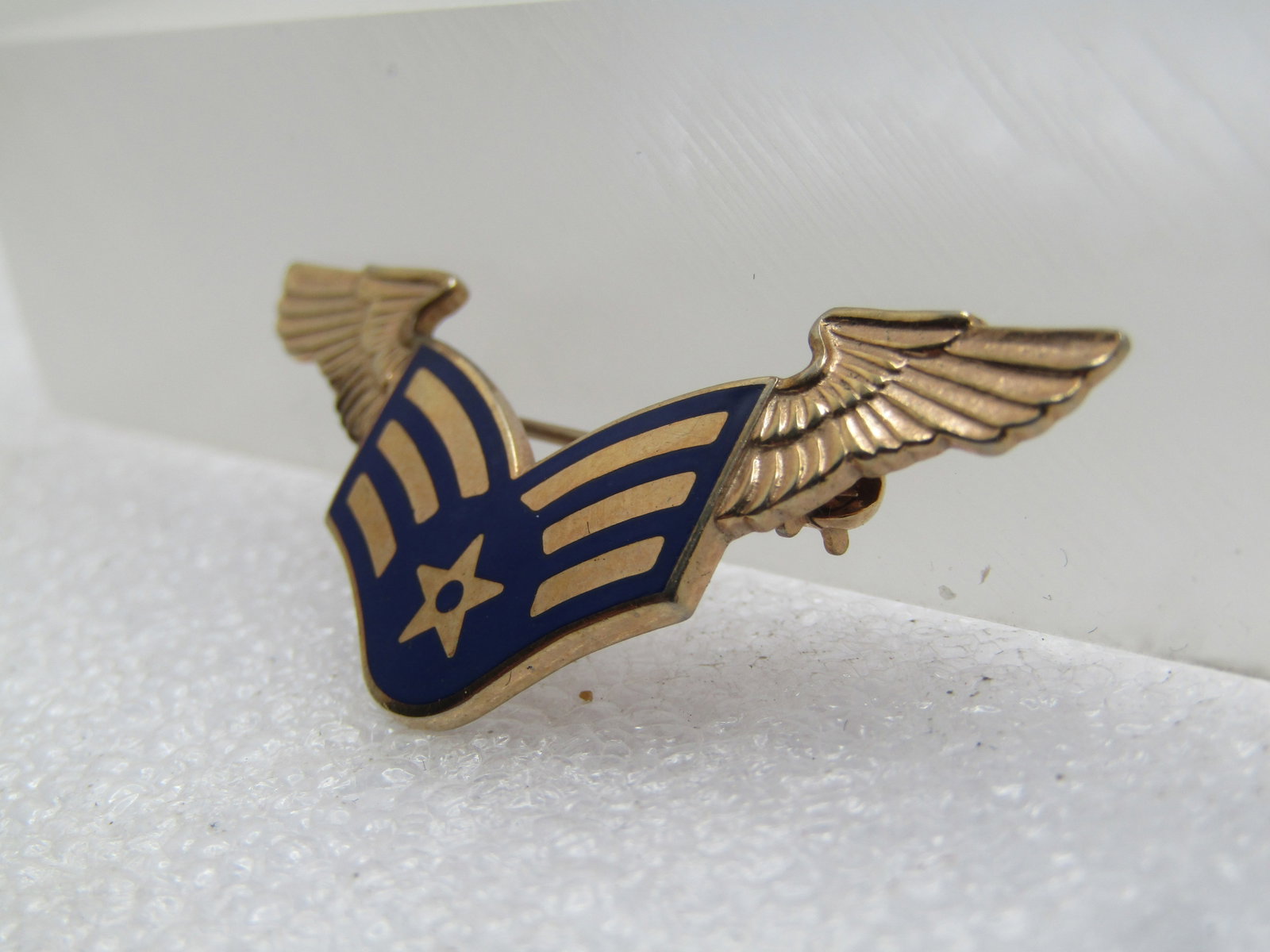 Vintage Enameled Air Force Wings Brooch, 1960's-1970's, 10kt G.F. - 4