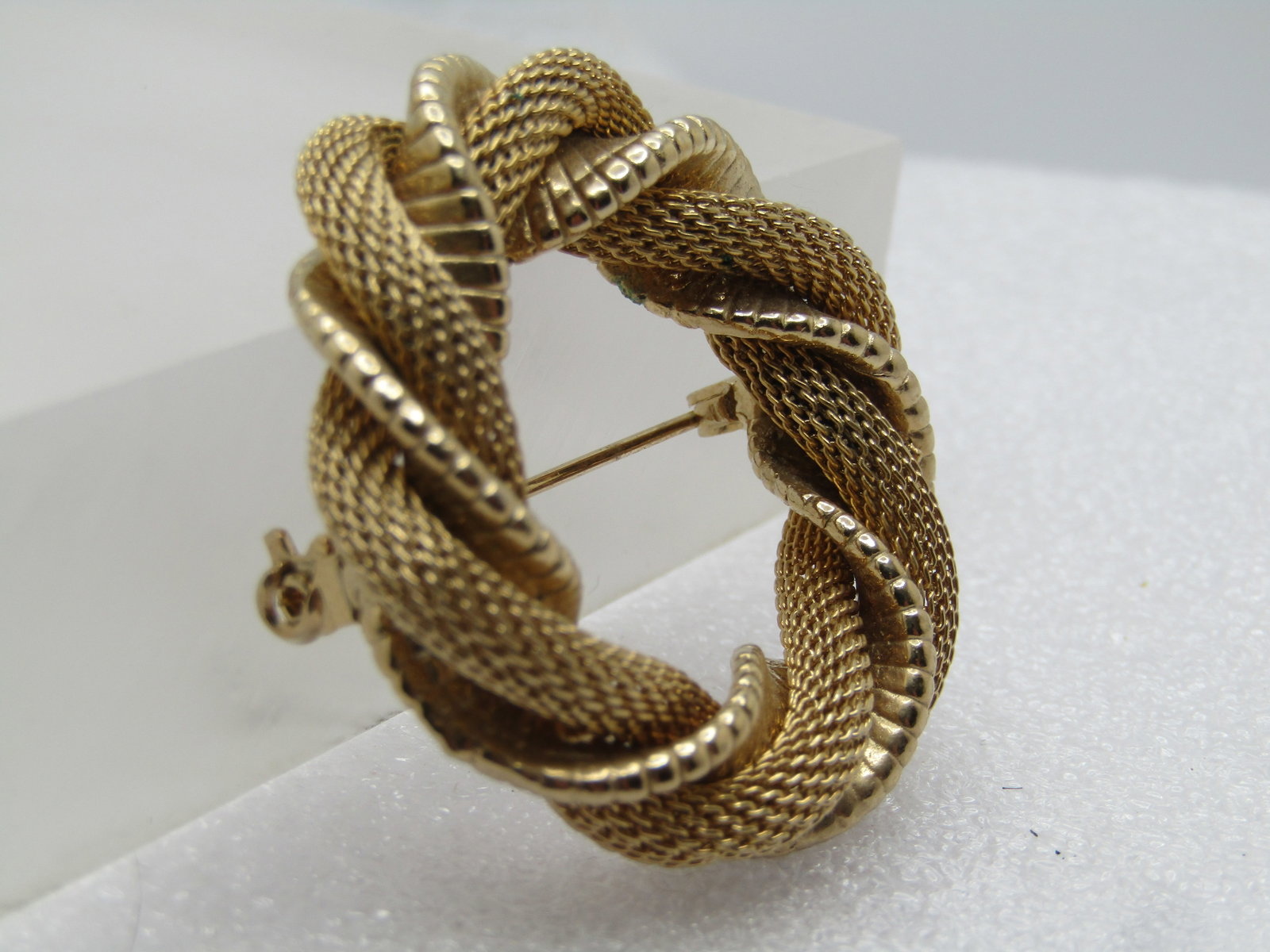 Vintage Gold Filled Mesh Circle Brooch, 1960's - 3