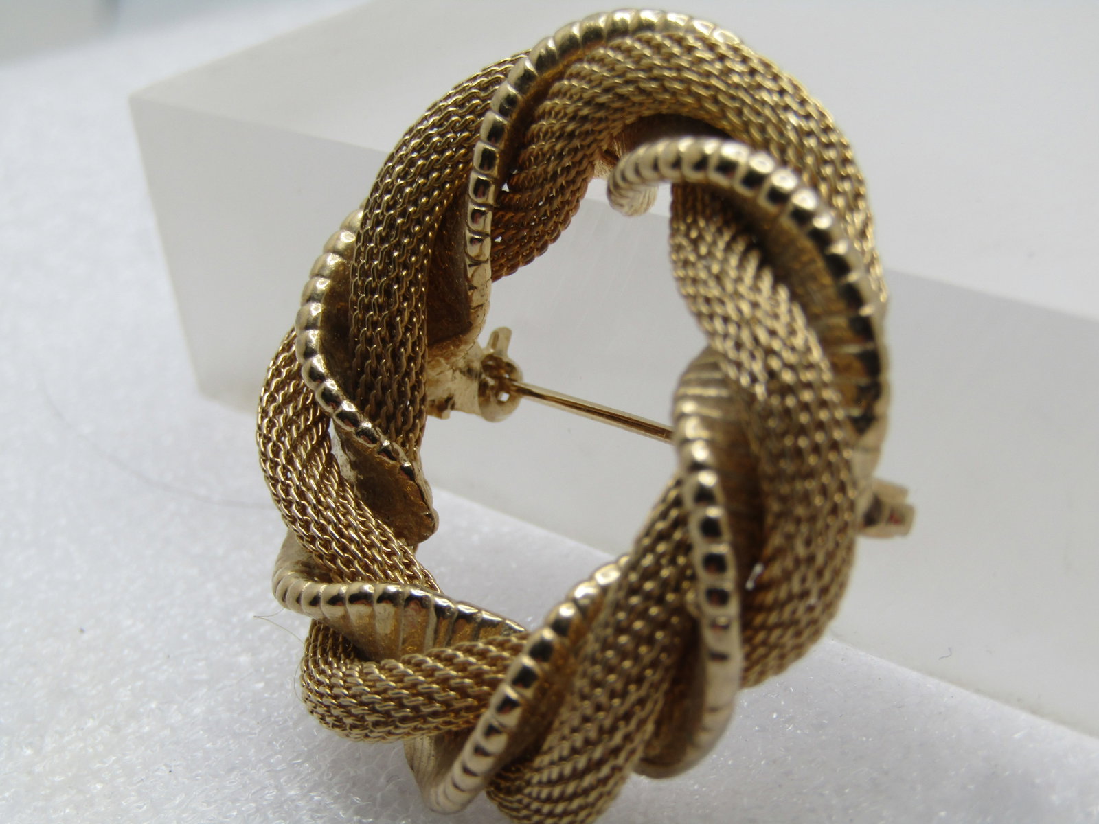 Vintage Gold Filled Mesh Circle Brooch, 1960's - 4