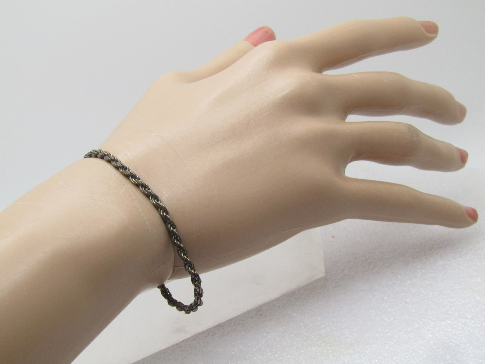 Vintage Sterling Vermeil Rope Bracelet, 8", Unisex, 1980's, Signed - 2
