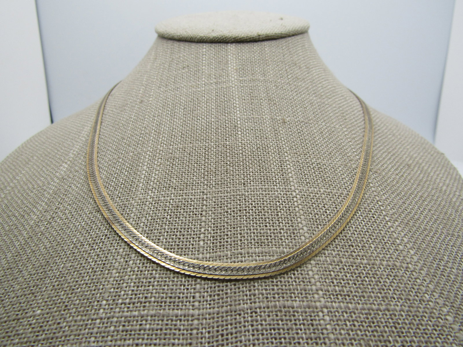 Vintage Sterling Vermeil Herringbone Chain, 18", Reversible, 1980's-1990's (1 of 4)