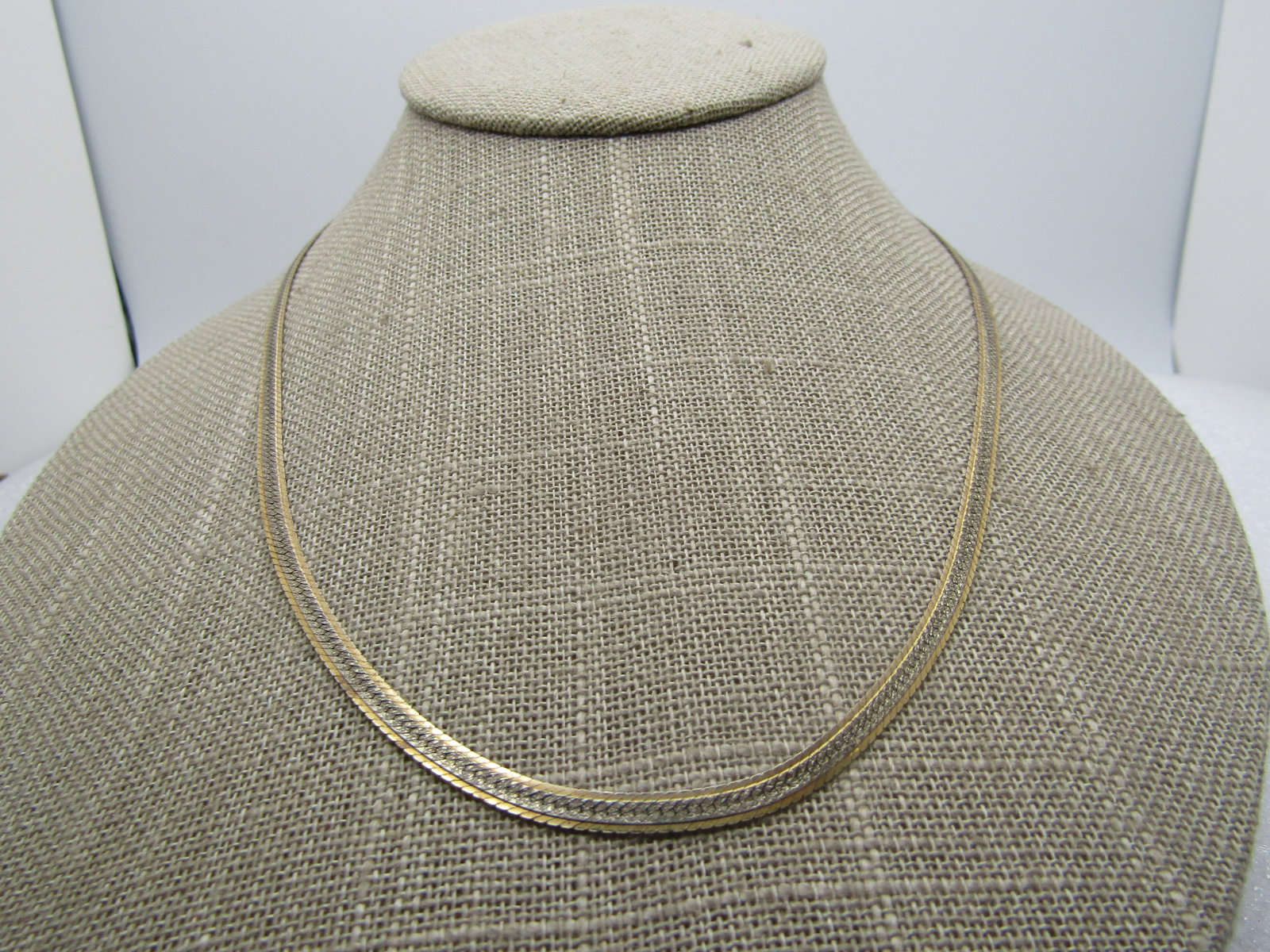 Vintage Sterling Vermeil Herringbone Chain, 18", Reversible, 1980's-1990's - 3