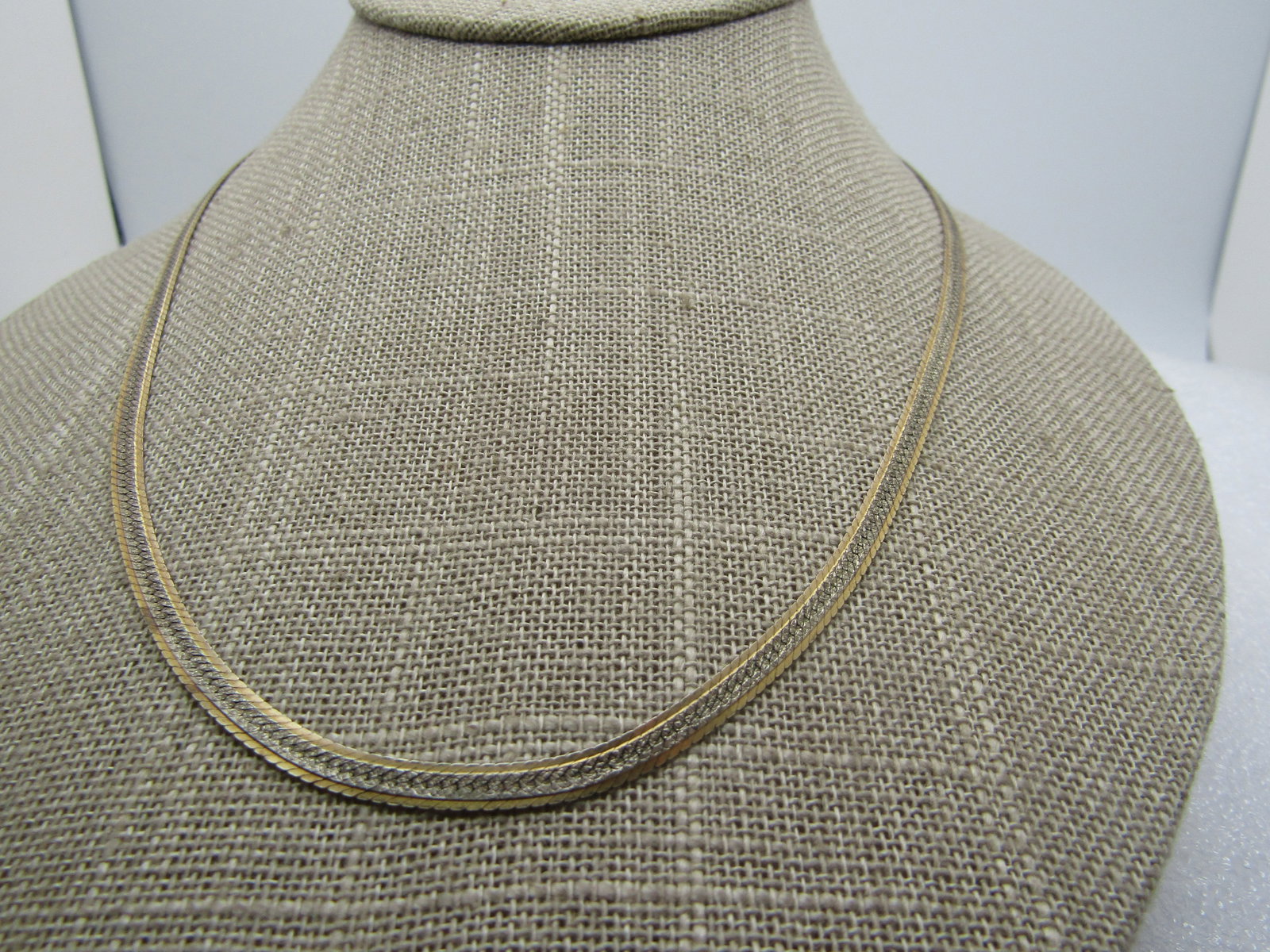 Vintage Sterling Vermeil Herringbone Chain, 18", Reversible, 1980's-1990's - 4