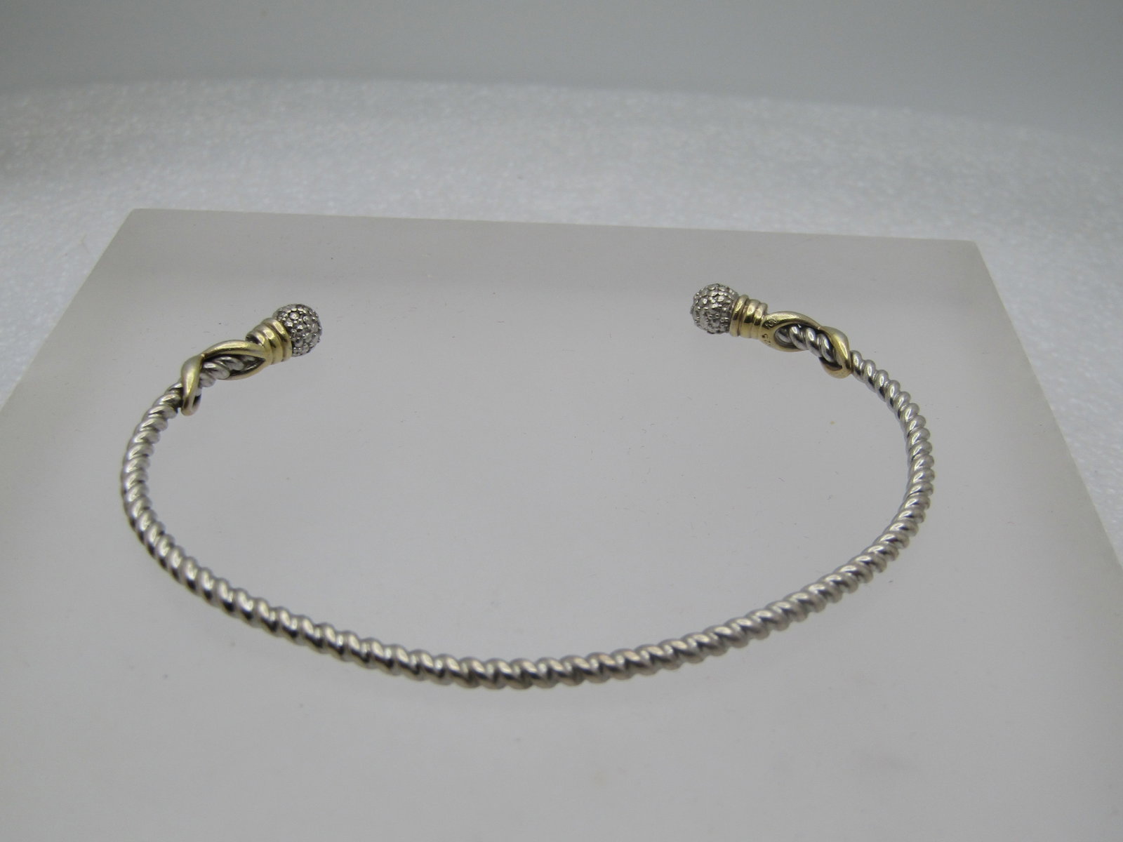 Sterling Twisted Cable Cuff Bracelet, 7.25, Vermeil & Diamond Accents (1 of 7)