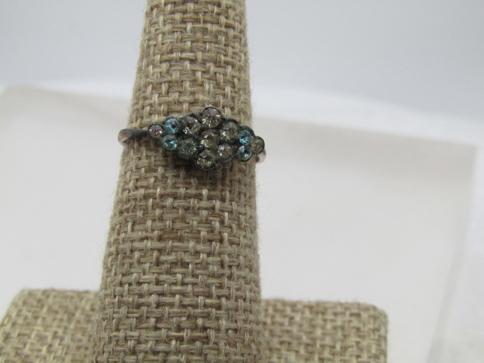 Vintage 10kt GF Aqua & Clear Stone Ring, Sz. 6.75, 1920's-1930's (1 of 8)