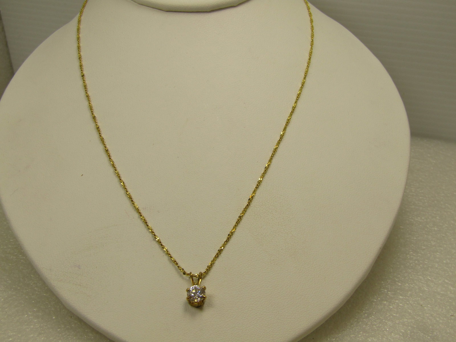 Vintage Danecraft Sterling Vermeil Crystal Necklace, 18", 1980's: Vintage Danecraft Sterling Vermeil Crystal Necklace, 18", 1980's. The necklace is a twisted herringbone link that is appx. 1mm thick with a spring-ring clasp where it is signed Danecraft, Italy and
