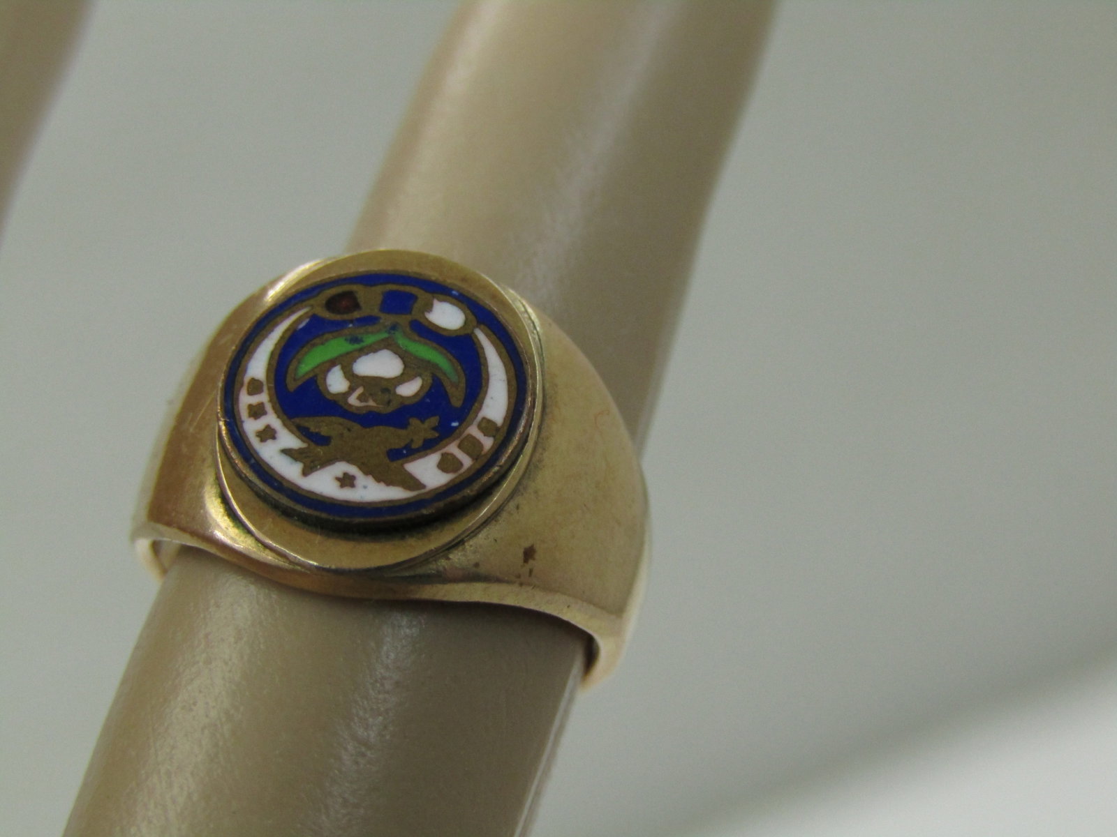 Vintage 10kt G.F. Daughters of Rebekah Enameled Ring, Sz. 2.5, 3.20 gr. - 3