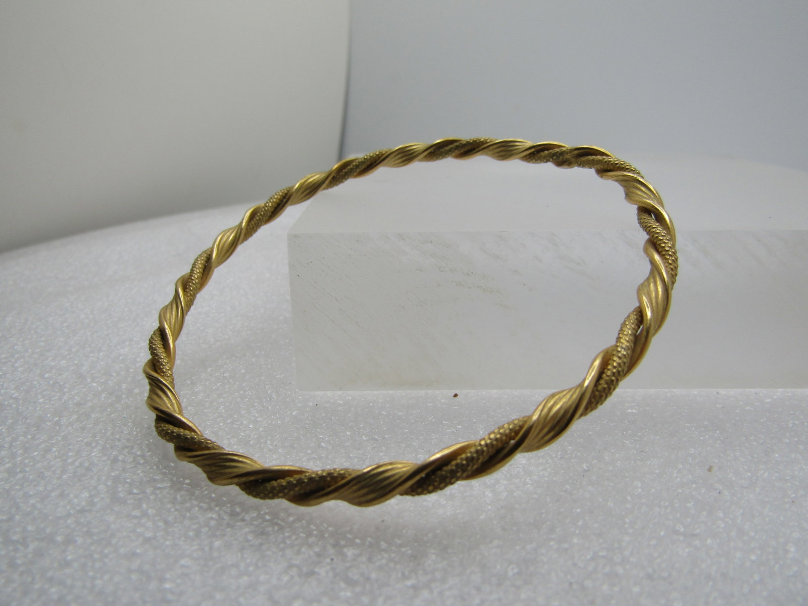 Vintage Gold Plated Bangle Bracelet, Twisted, 7.75", 1970's-1980's (1 of 4)
