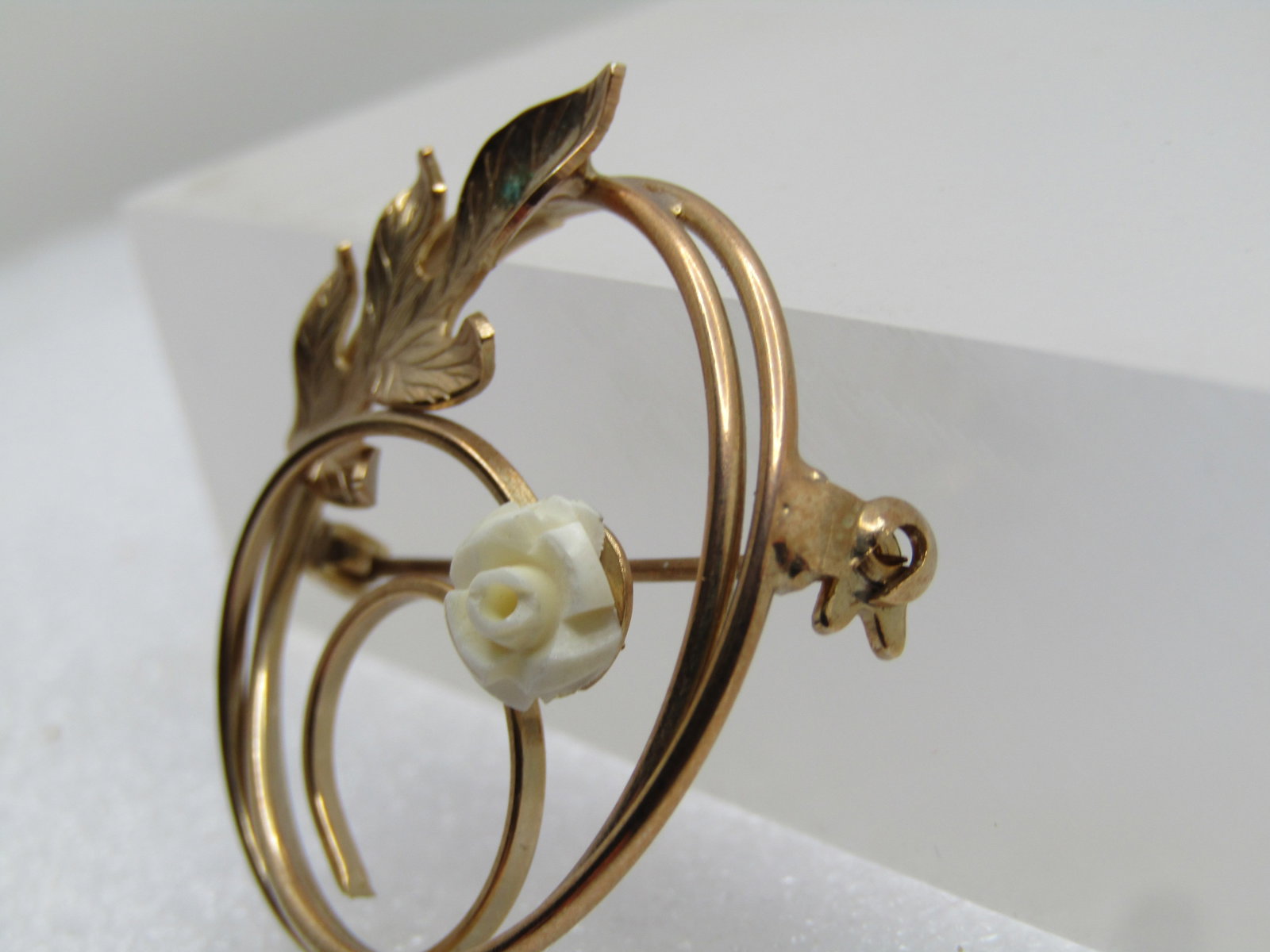Vintage Spiral Carved Rose Brooch,10kt G.F., 1960's-1970's - 4
