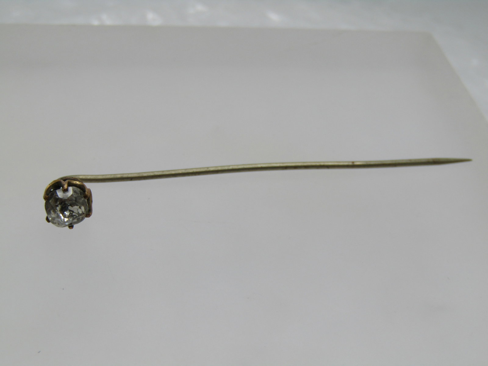Antique 10kt G.F. Old Cut Paste Stick Pin, Late 1800's, 3" (1 of 6)