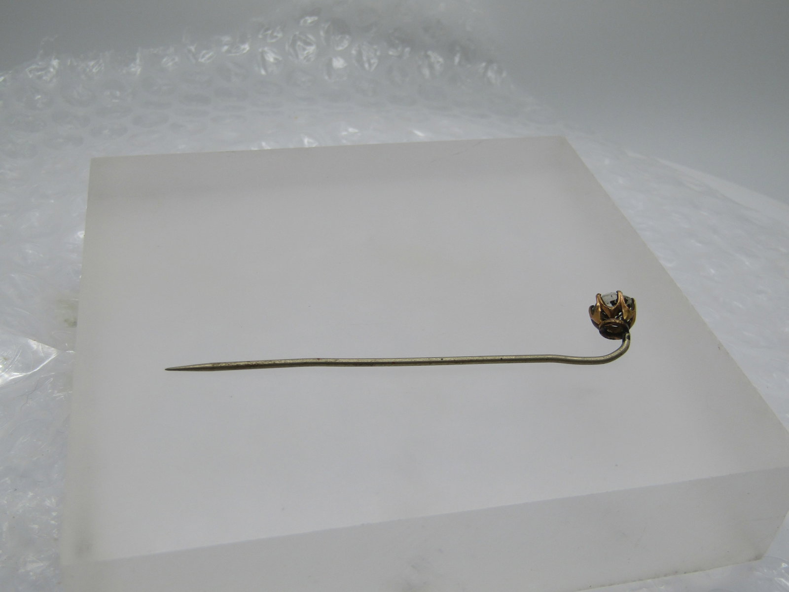 Antique 10kt G.F. Old Cut Paste Stick Pin, Late 1800's, 3" - 2